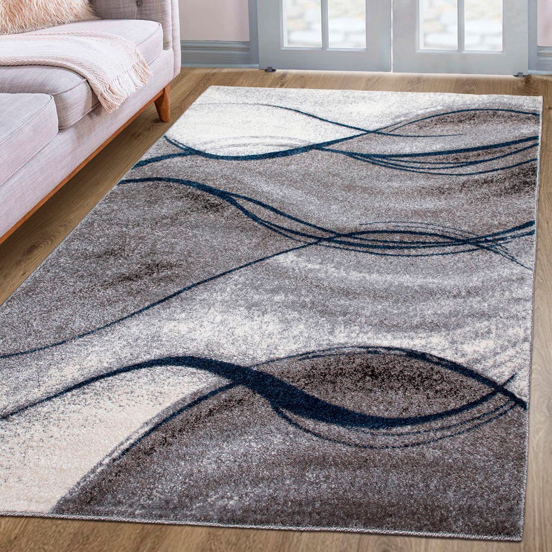OTTO home Teppich Tritom, rechteckig, Höhe: 9 mm, mit besonders weichem Flor, Kurzflor, modernes Wellen Muster