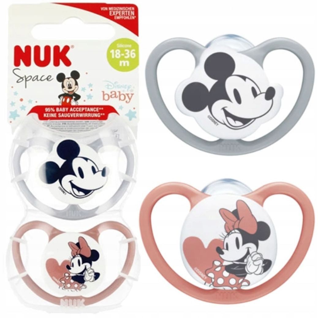 NUK Schnuller NUK Space Schnuller 18-36m Disney Micky Minnie + Etui, 2er Set