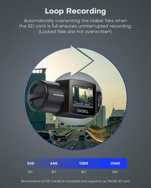 Avylet Dashcam Auto Vorne Hinten 2.5/1080P Dual Dash Cam Dashcam (170° Weitwinkel,OTA-Firmware-Upgrade, WLAN (Wi-Fi), Dual Auto Kamera mit Parküberwachung,Nachtsicht,170° Weitwinkel,WDR, G-Sensor & Loop-Aufnahme,24std.Parküberwachung,GPS und APP-Steuerung)