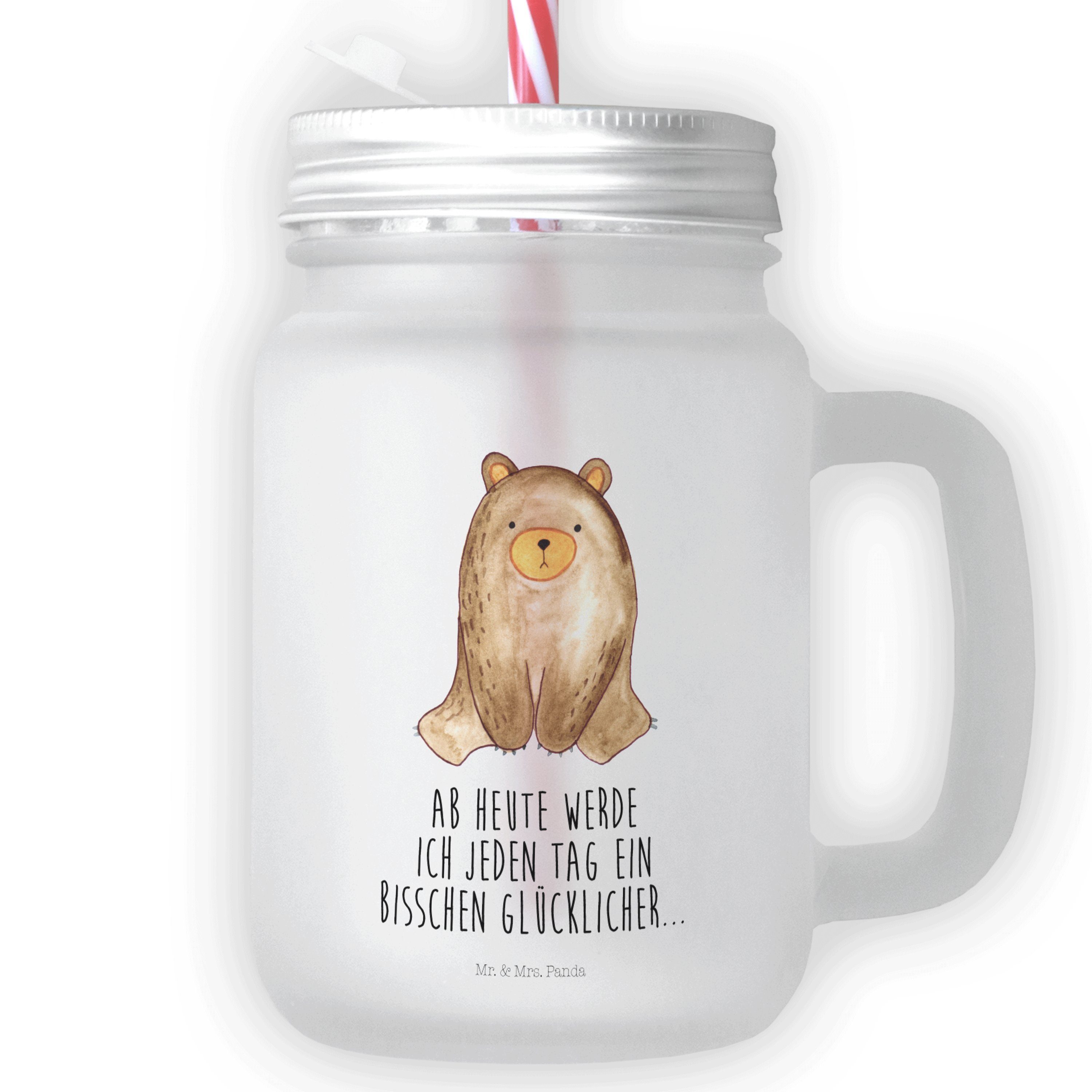 Mr. & Mrs. Panda Cocktailglas Bär sitzend - Transparent - Geschenk, Teddybär, Henkelglas, Teddy, Ma, Premium Glas