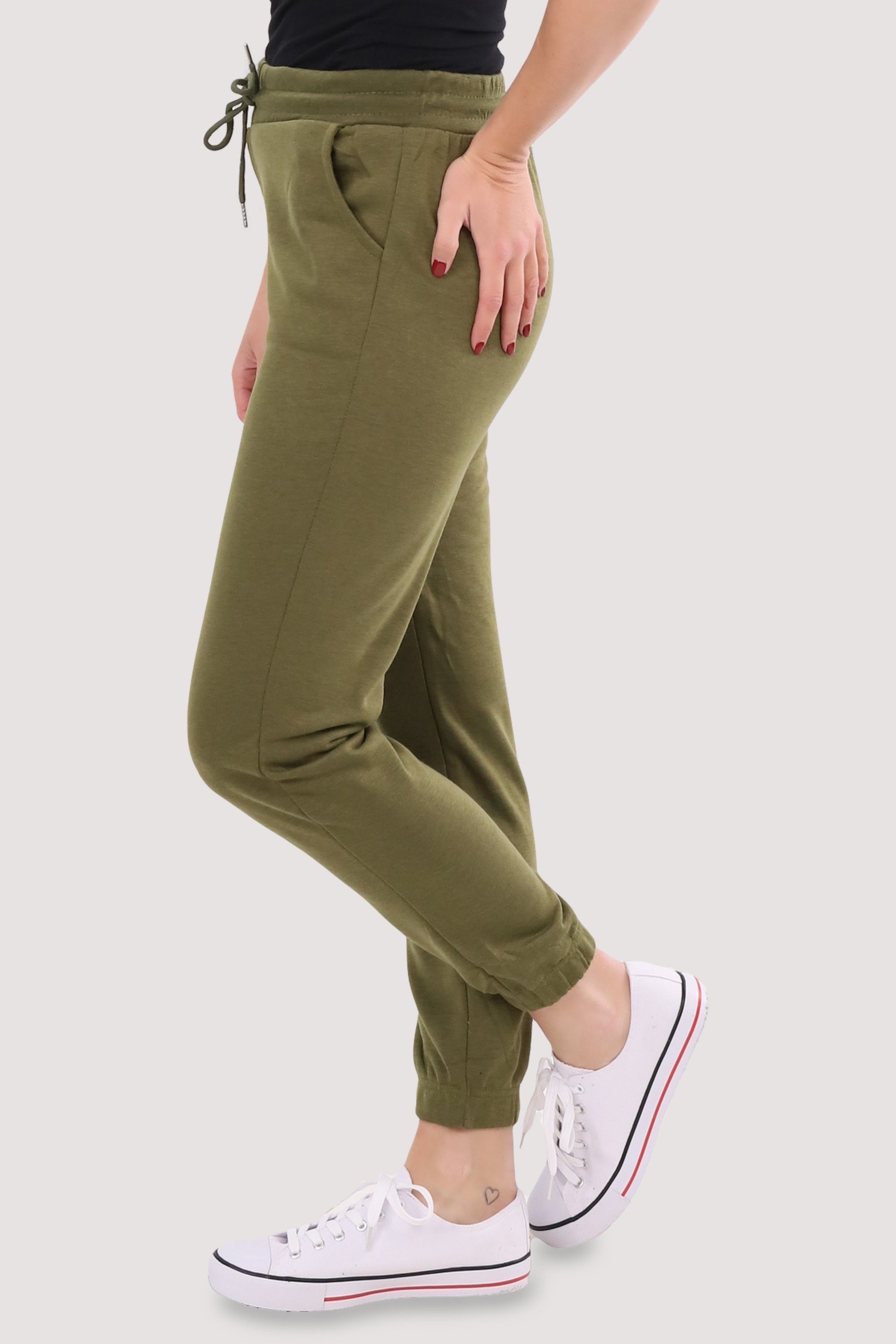 Slim more Fit C-9681 fashion Unifarben Jogginghose Freizeithose than oliv Sweathose malito