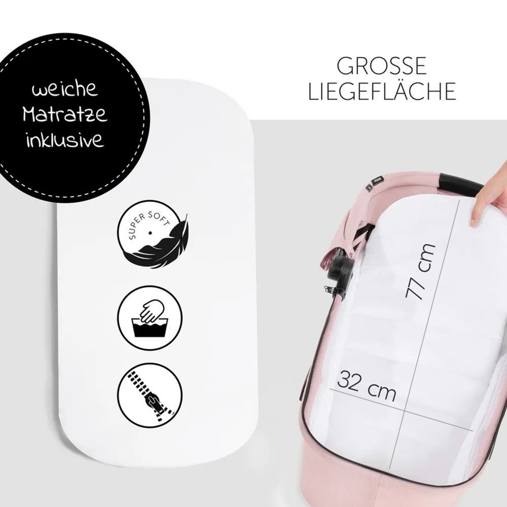 Hauck Kombi-Kinderwagen Vision X Duoset Silver - Melange Rose, 2in1 Kinderwagen Buggy Set mit Babywanne, Sportsitz und Regenschutz