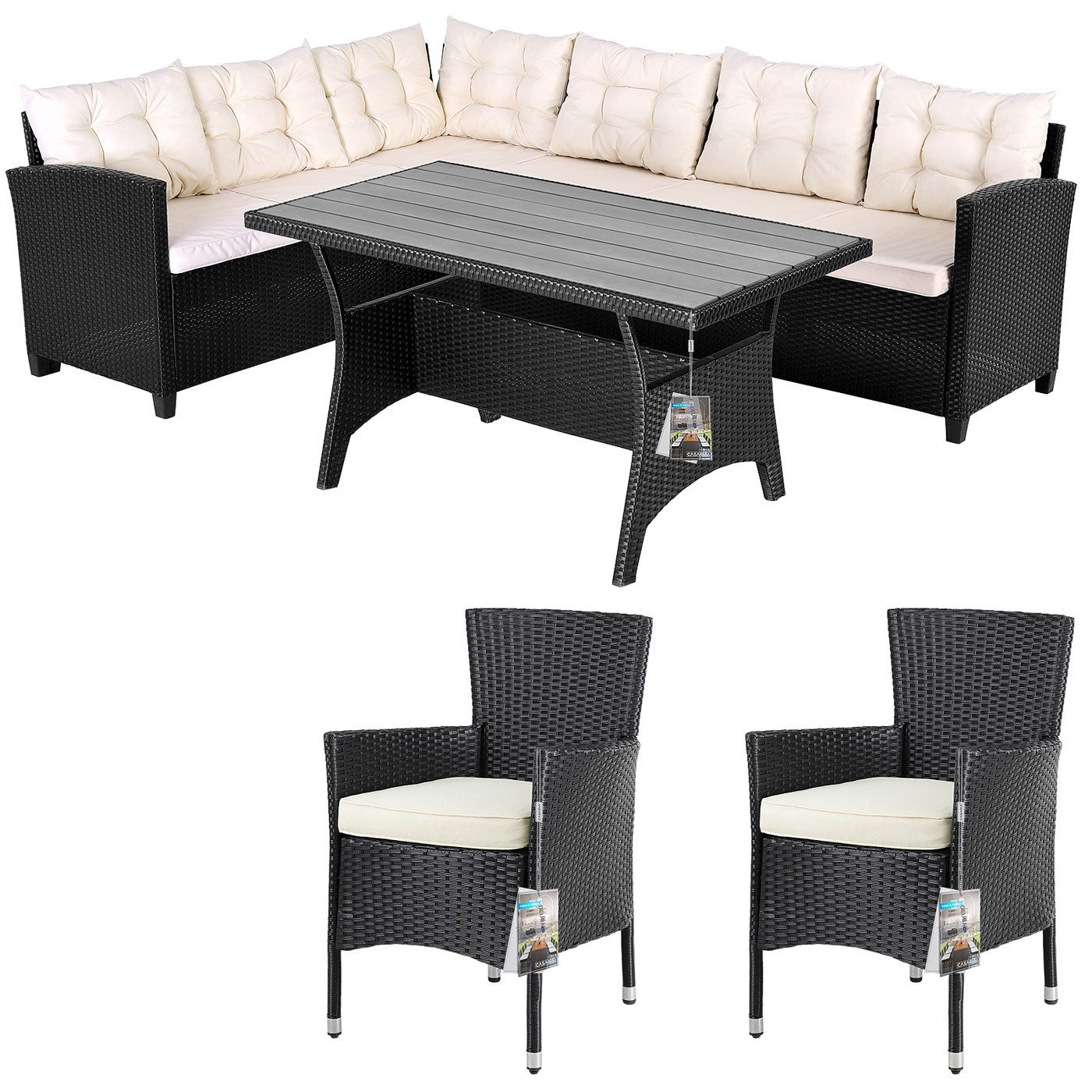 Casaria Gartenlounge-Set, (17-tlg), Polyrattan WPC Esstisch günstig online kaufen