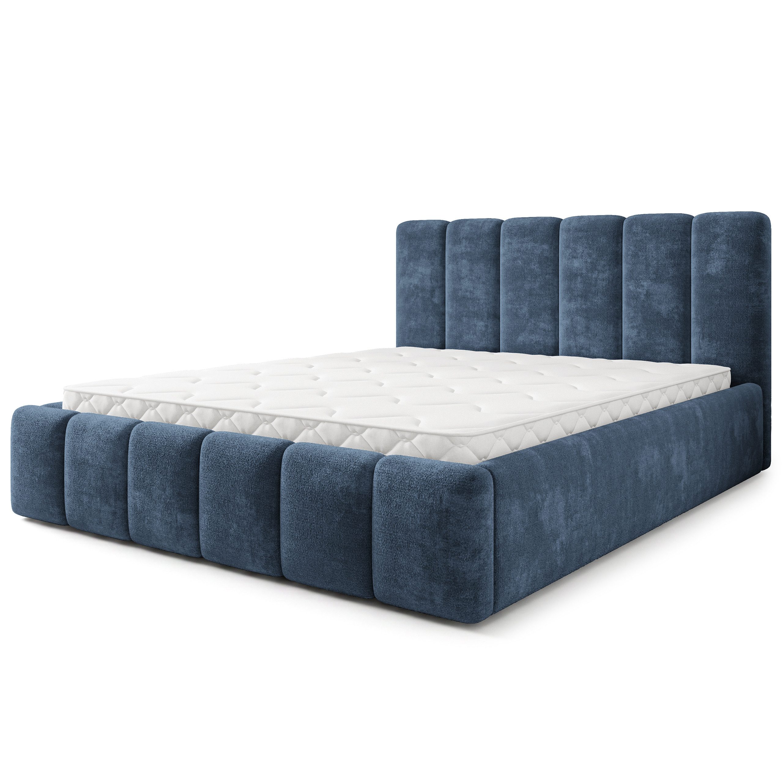 Masseno Polsterbett ATTORA 120x200 cm blau (mit Bettkasten und Lattenrost)