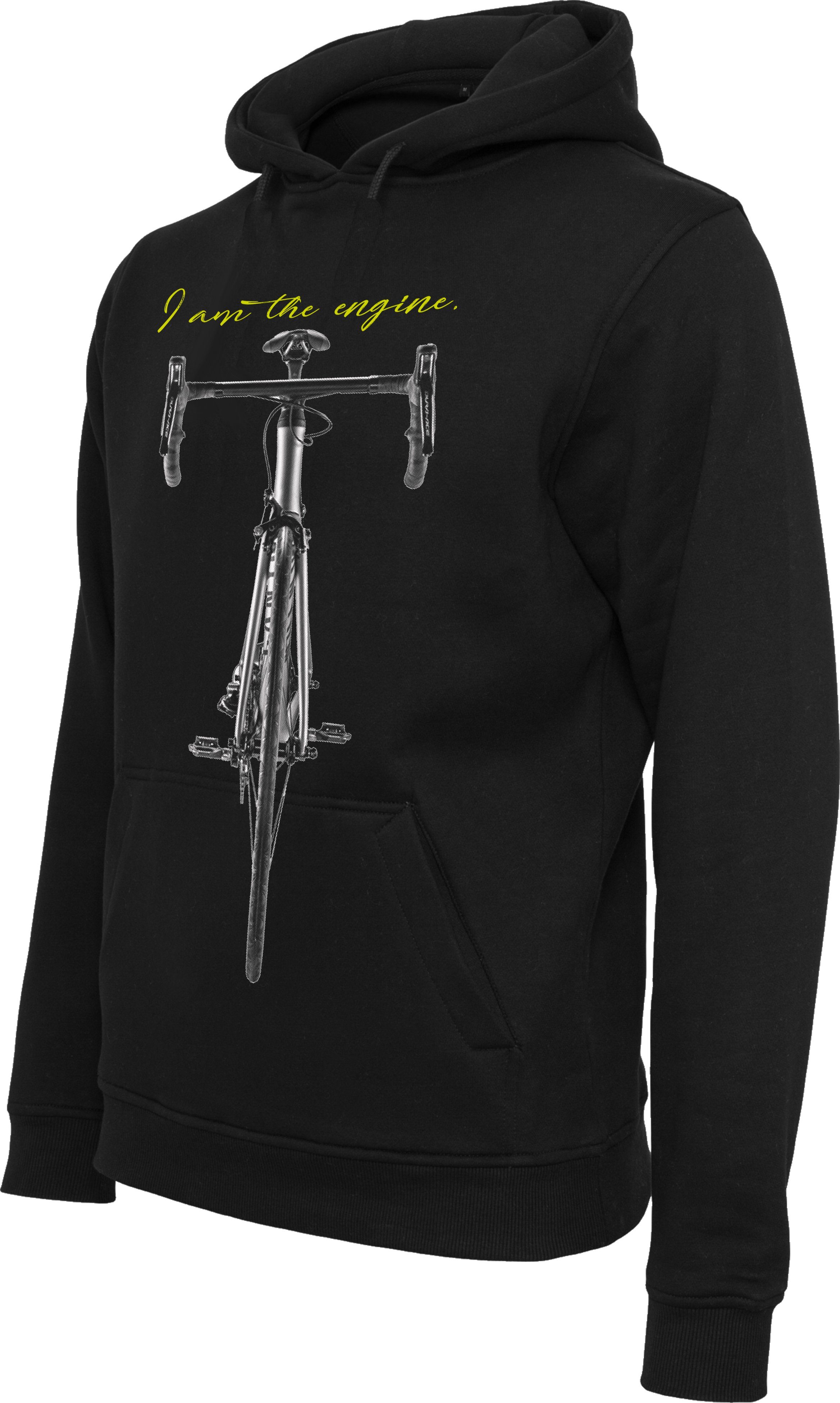Baddery Kapuzenpullover Fahrrad Hoodie: "I am the engine" - Pullover Herren, hochwertiger Siebdruck, auch Übergrößen