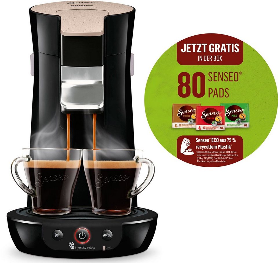 Senseo Kaffeepadmaschine Viva Café Eco HD6562/32, inkl. 80