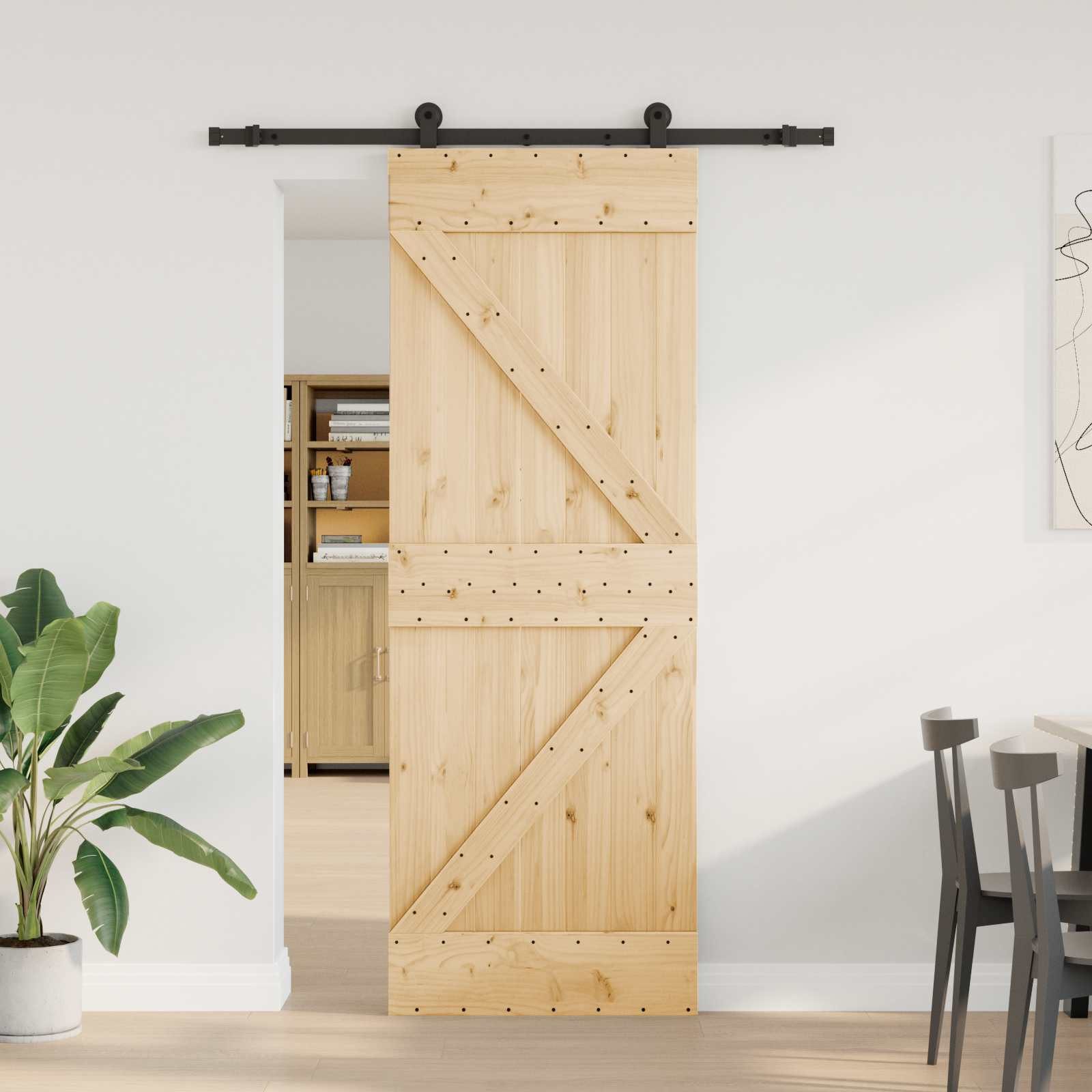 vidaXL Schiebetür Schiebetür NARVIK 70 x 210 cm (152,5 cm) Natürlich und Schwarz (1-St)