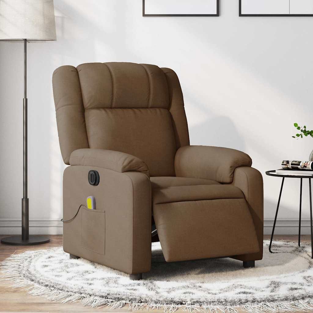 vidaXL Massagesessel, Massagesessel Elektrisch Braun Stoff