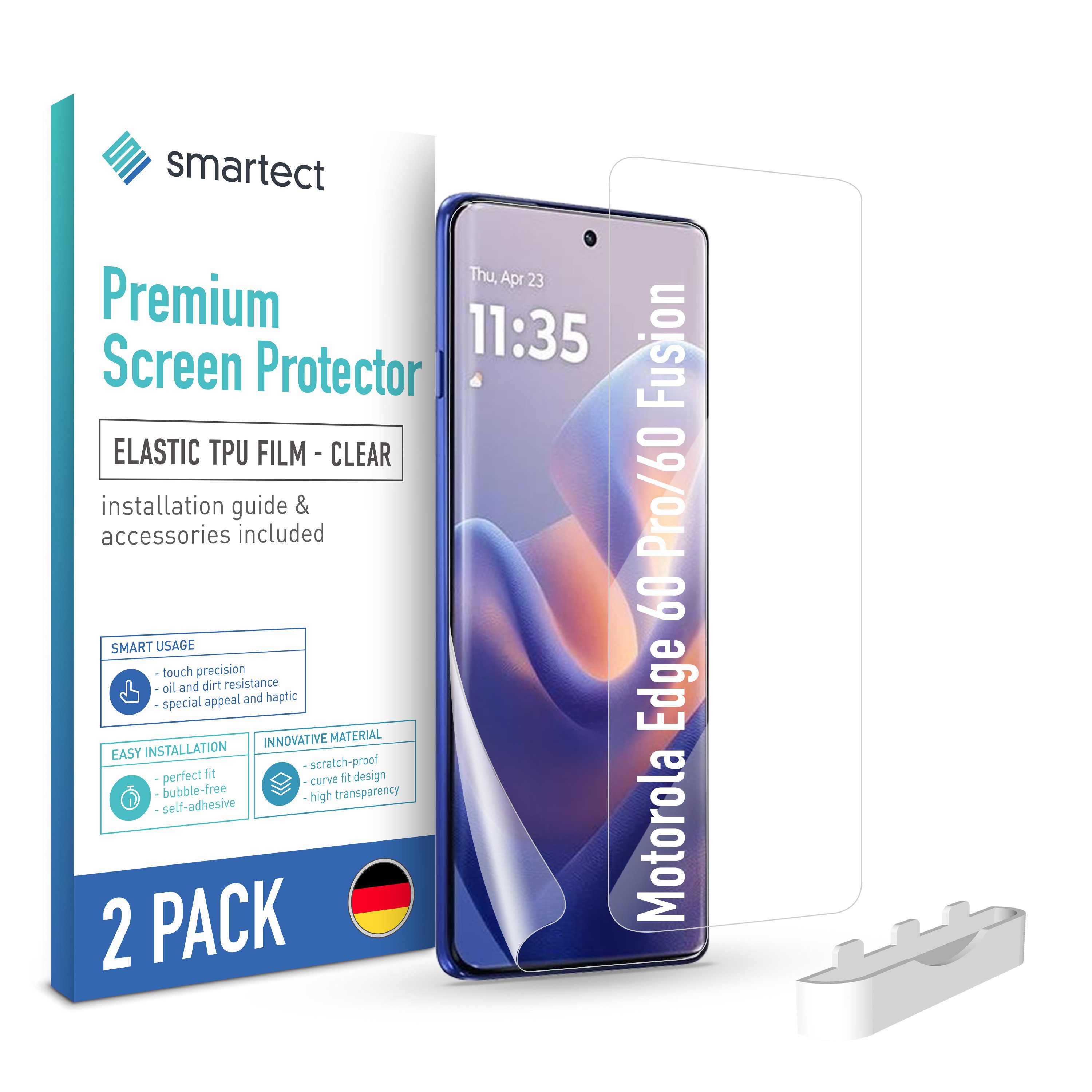 smartect Displayschutzfolie 2X TPU Schutzfolie Klar für Motorola Edge 60 Pro/ 60 Fusion für Motorola Edge 60 Pro/ 60 Fusion, Set, 2 Stück, Ultra-klar, Kratzfest, Blasenfrei, Oleophob, Fingerabdruck kompatibel