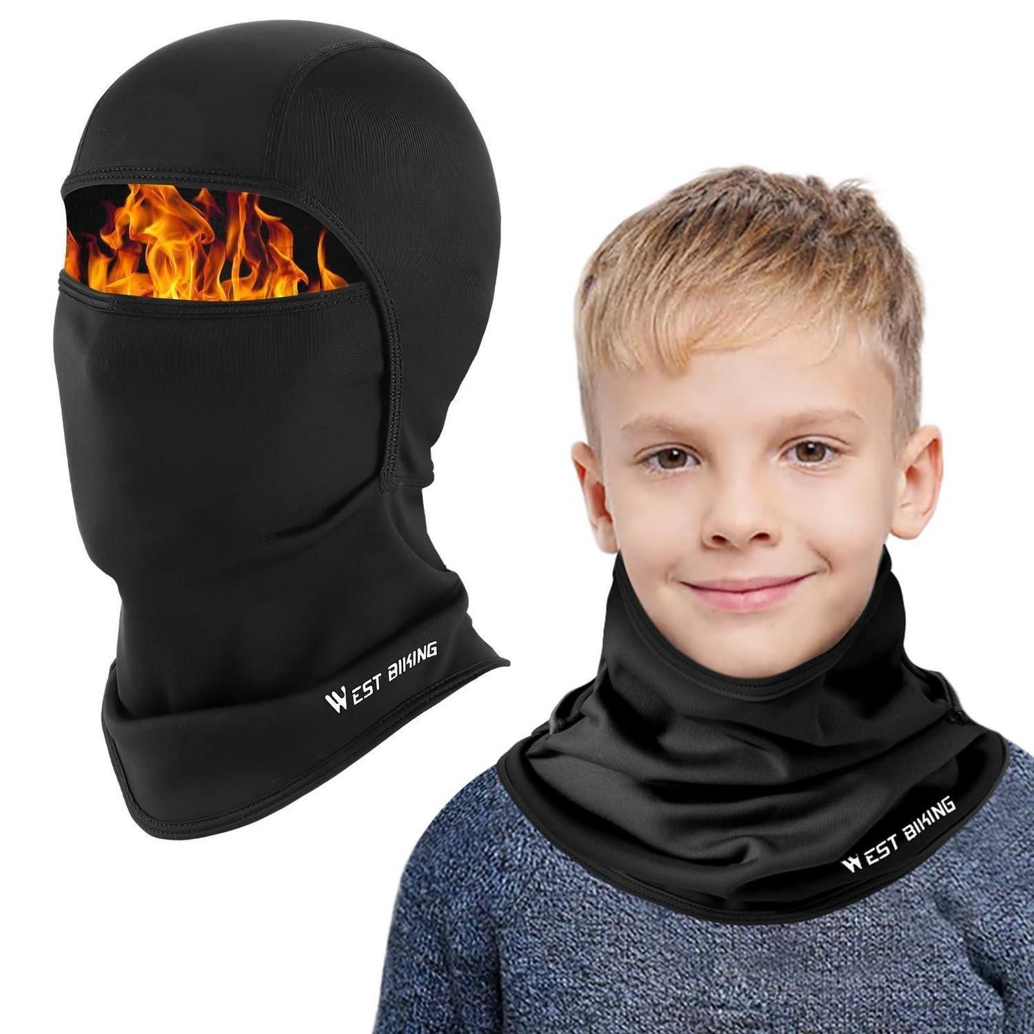 Sturmhaube Sturmhaube Kinder Skimaske Fleece Halswärmer 4-12 Winter SchwarzA