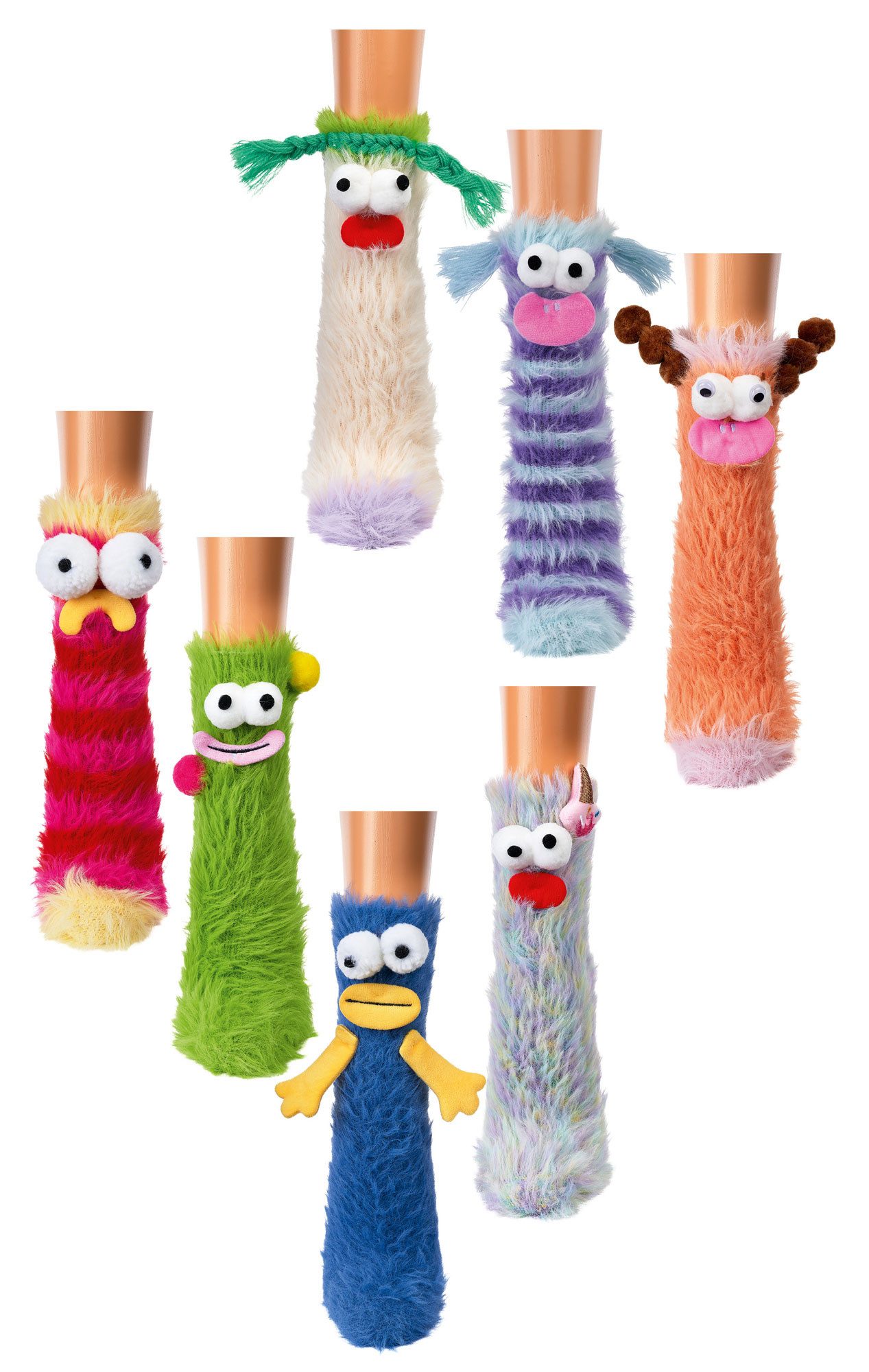 footart Freizeitsocken 2 Paar lustige 3D Monster Socken Freundschaftssocken Korallenvlies