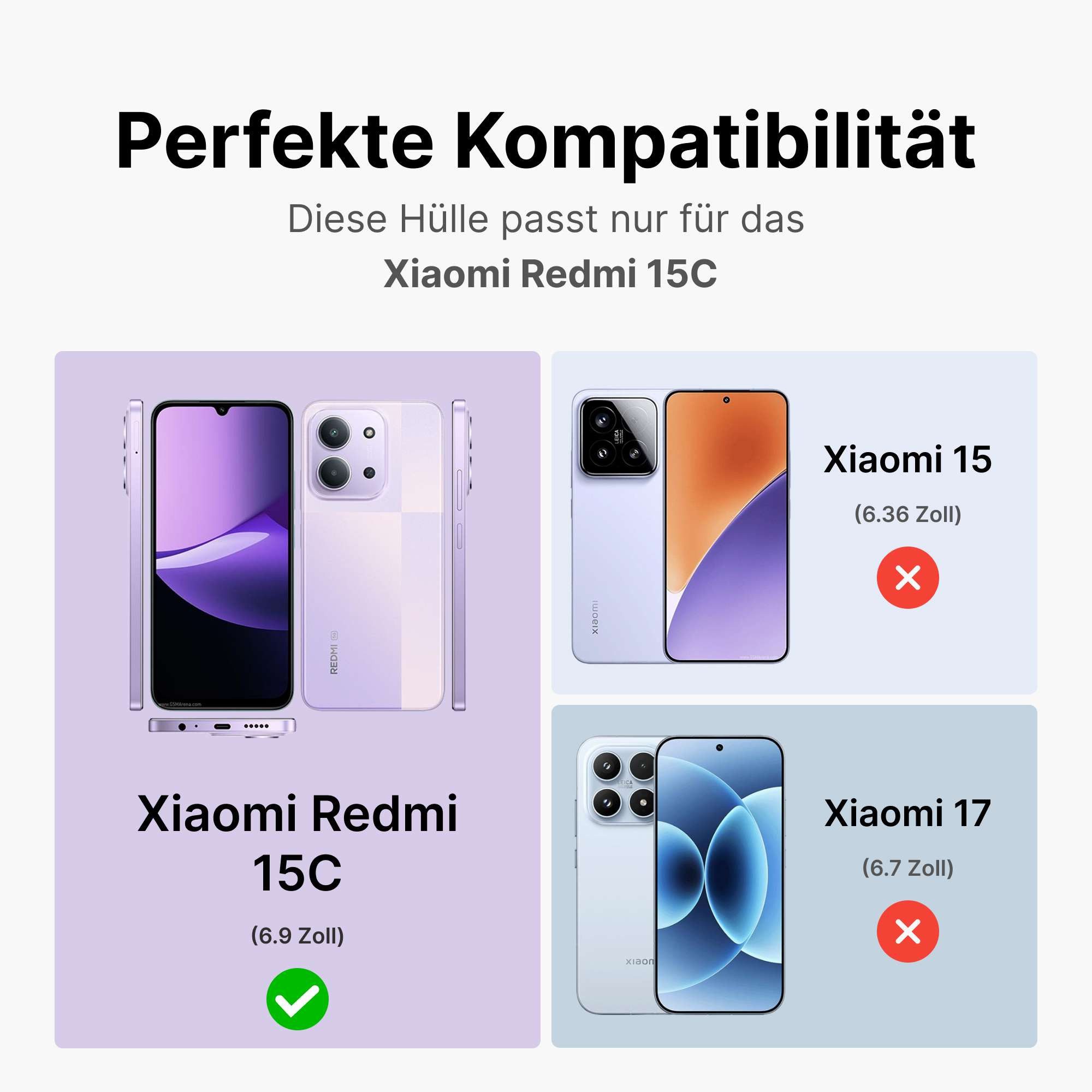 betterfon Handyhülle für Xiaomi Redmi 15C 2-teiliges 360° TPU Schutzcase, Vollschutz Case mit integriertem Displayschutz und klarer Sicht