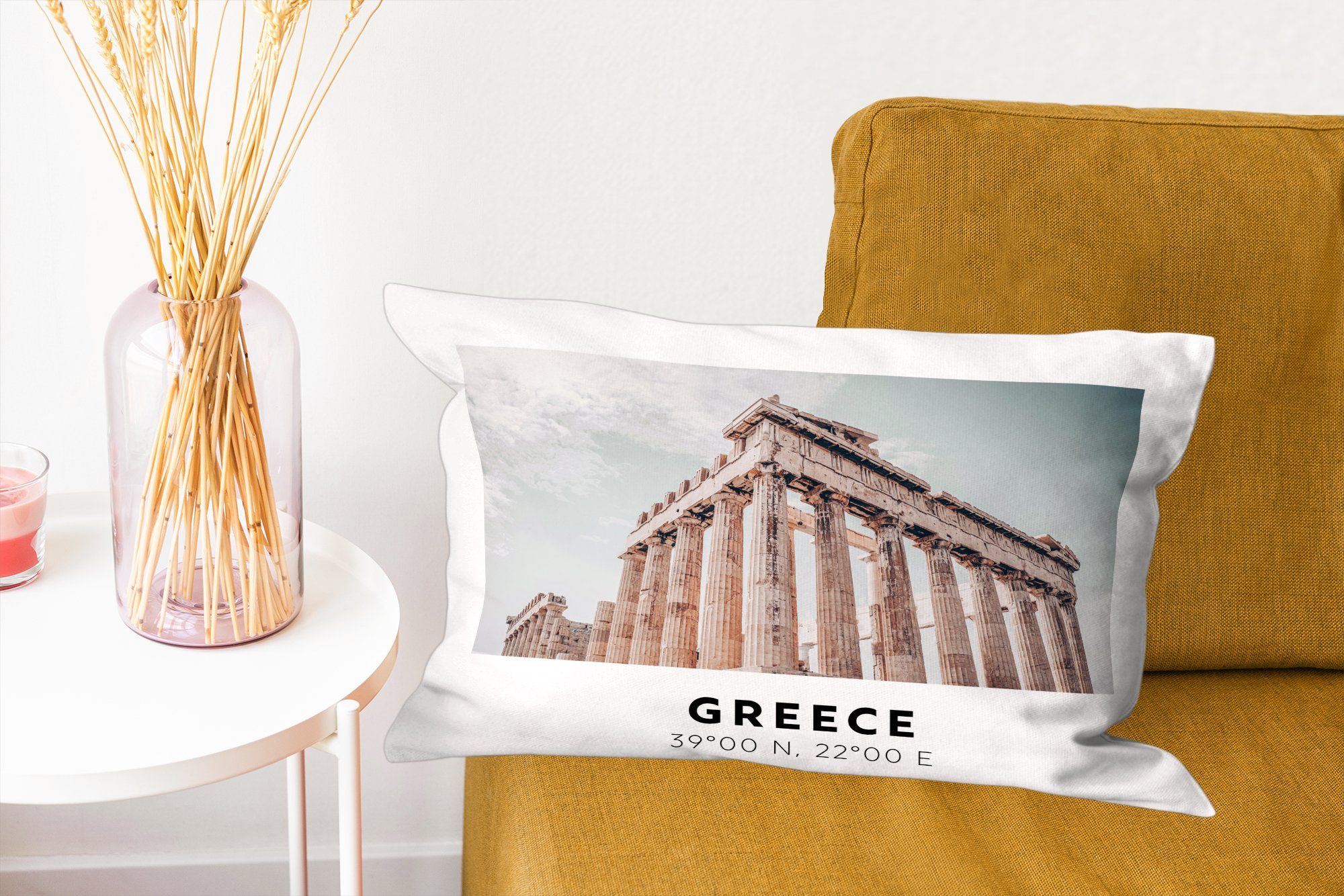 Griechenland - mit MuchoWow Athen, Füllung, Dekokissen Wohzimmer Zierkissen, Parthenon Dekoration, Schlafzimmer - Dekokissen