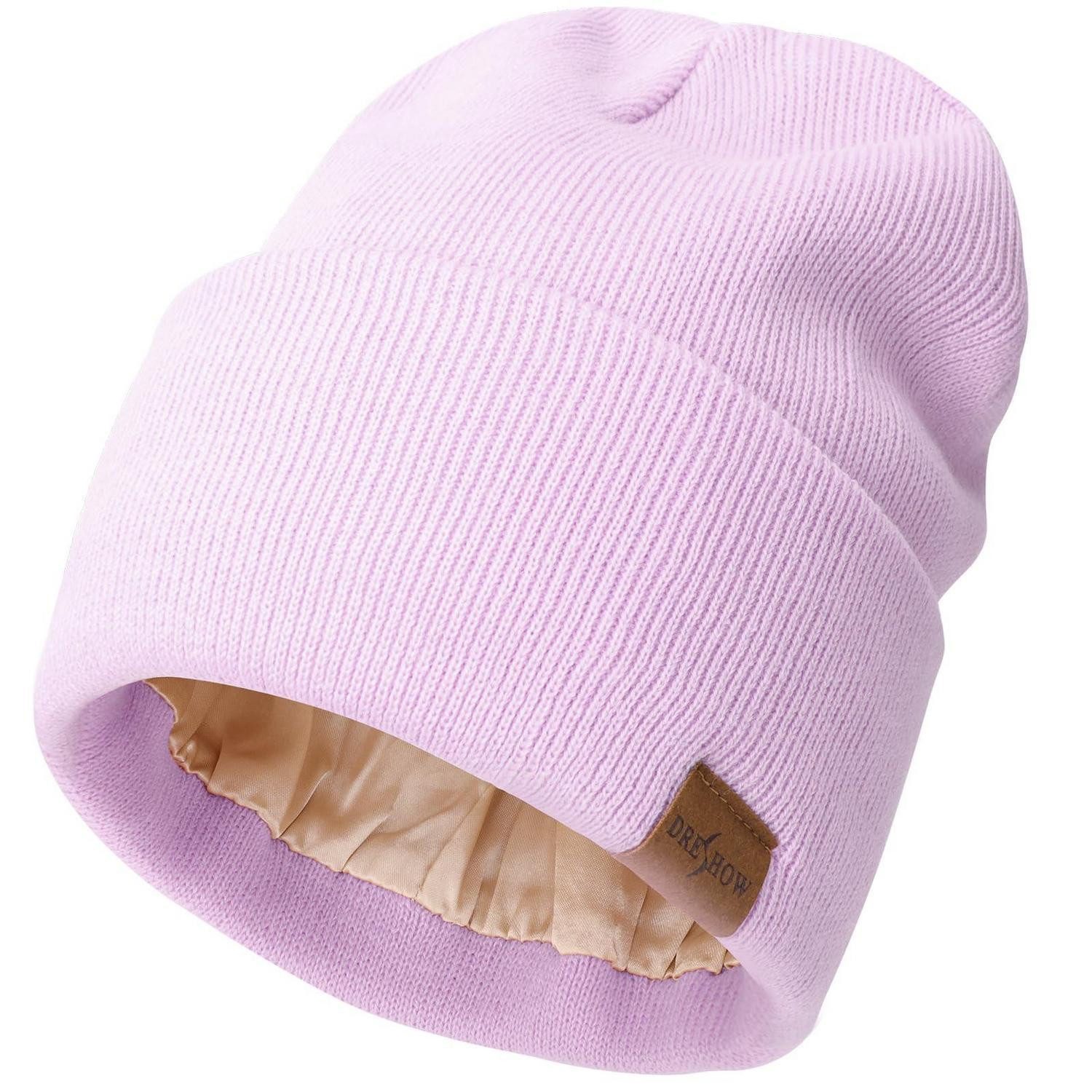 LuxusKollektion Beanie Strickmütze Damen Herren Satin gefüttert Lila (1-St)