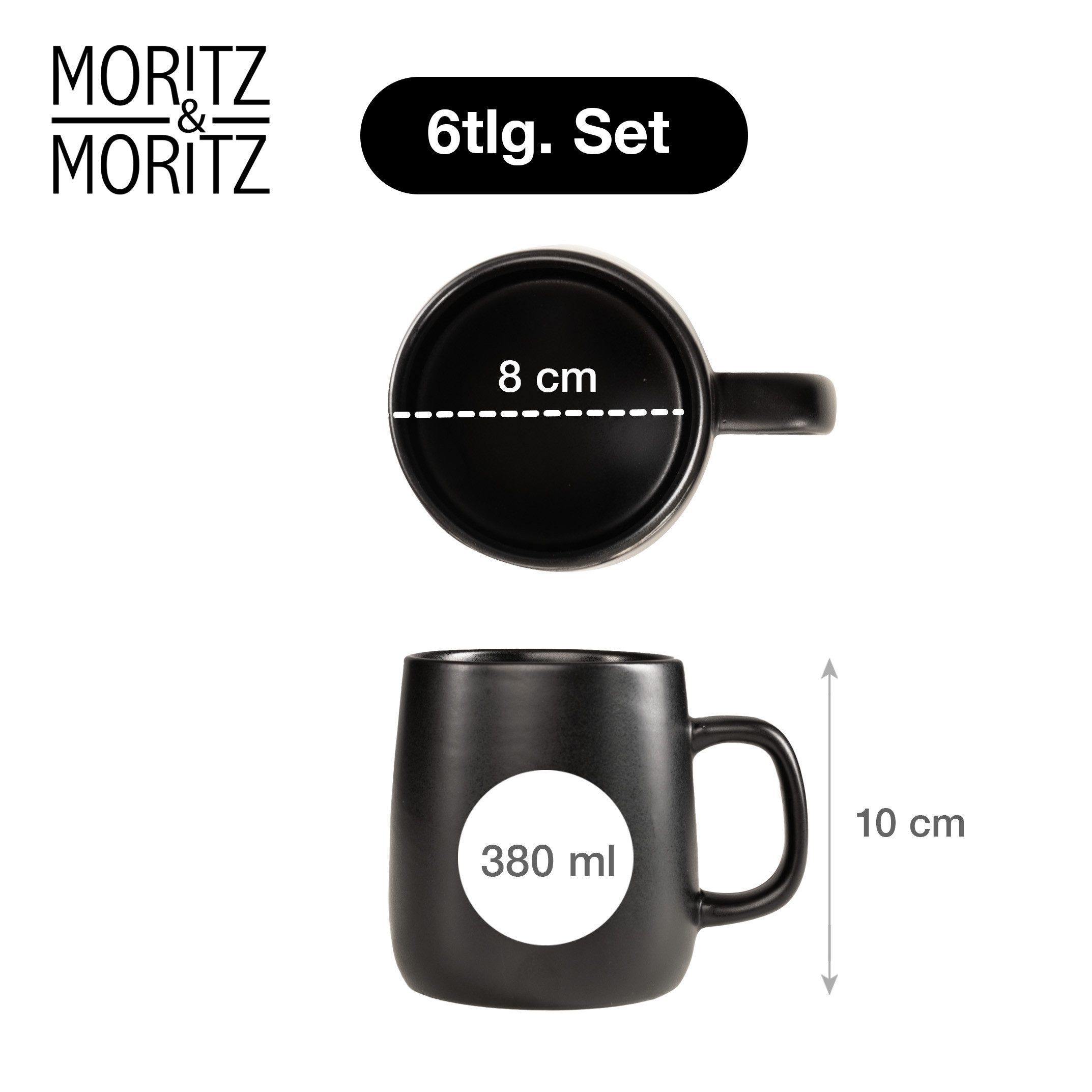 Moritz & Moritz Tasse VIDA Kaffeebecher 6er, 6-tlg., Porzellan, Spülmaschinengeeignet