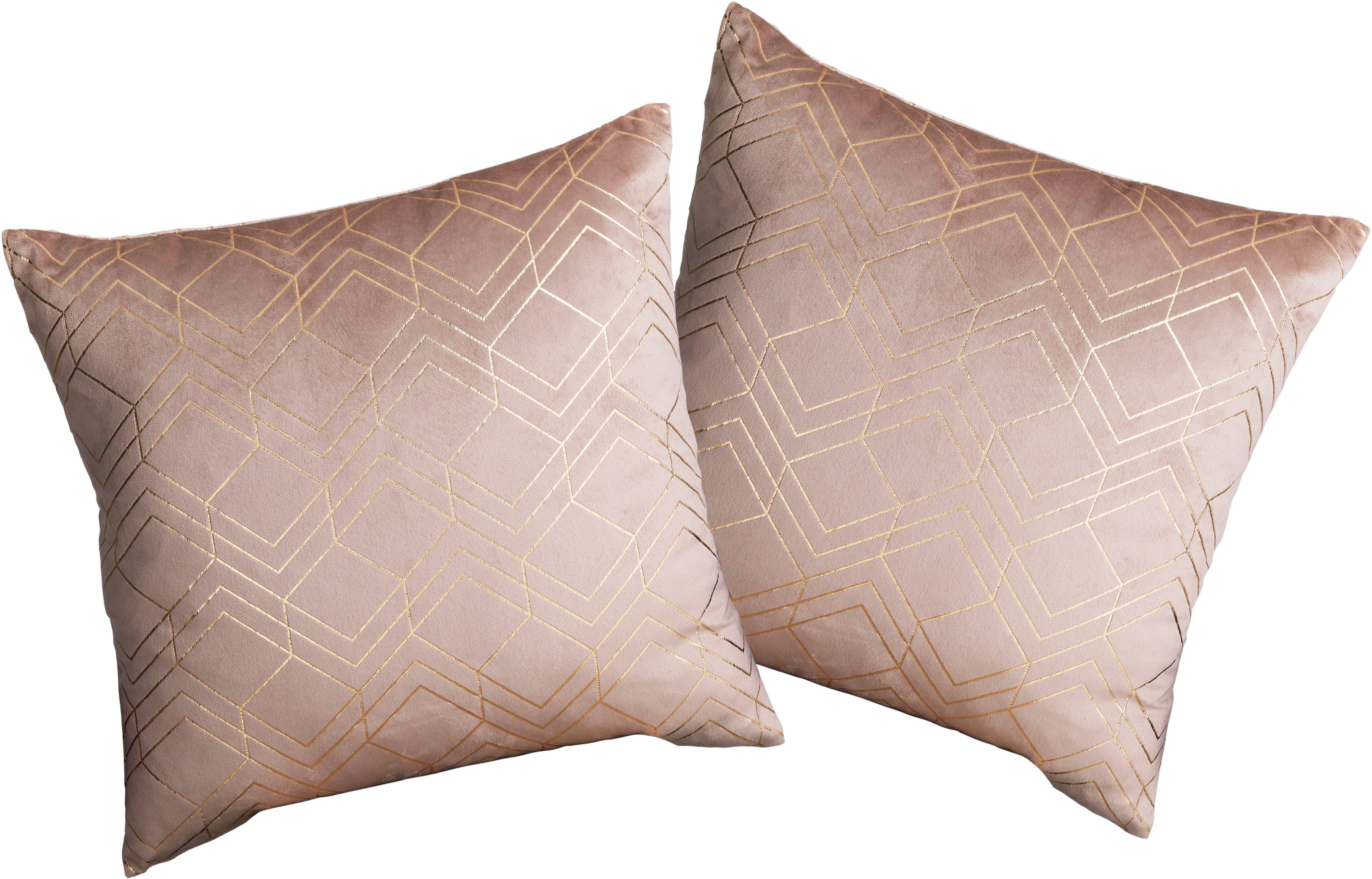 OTTO home Dekokissen Velvet Foil, Kissenhüllen, 2 Stück 40x40 cm, ohne Füllung