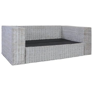vidaXL Sofa 2-Sitzer-Sofa mit Kissen Grau Natürliches Rattan