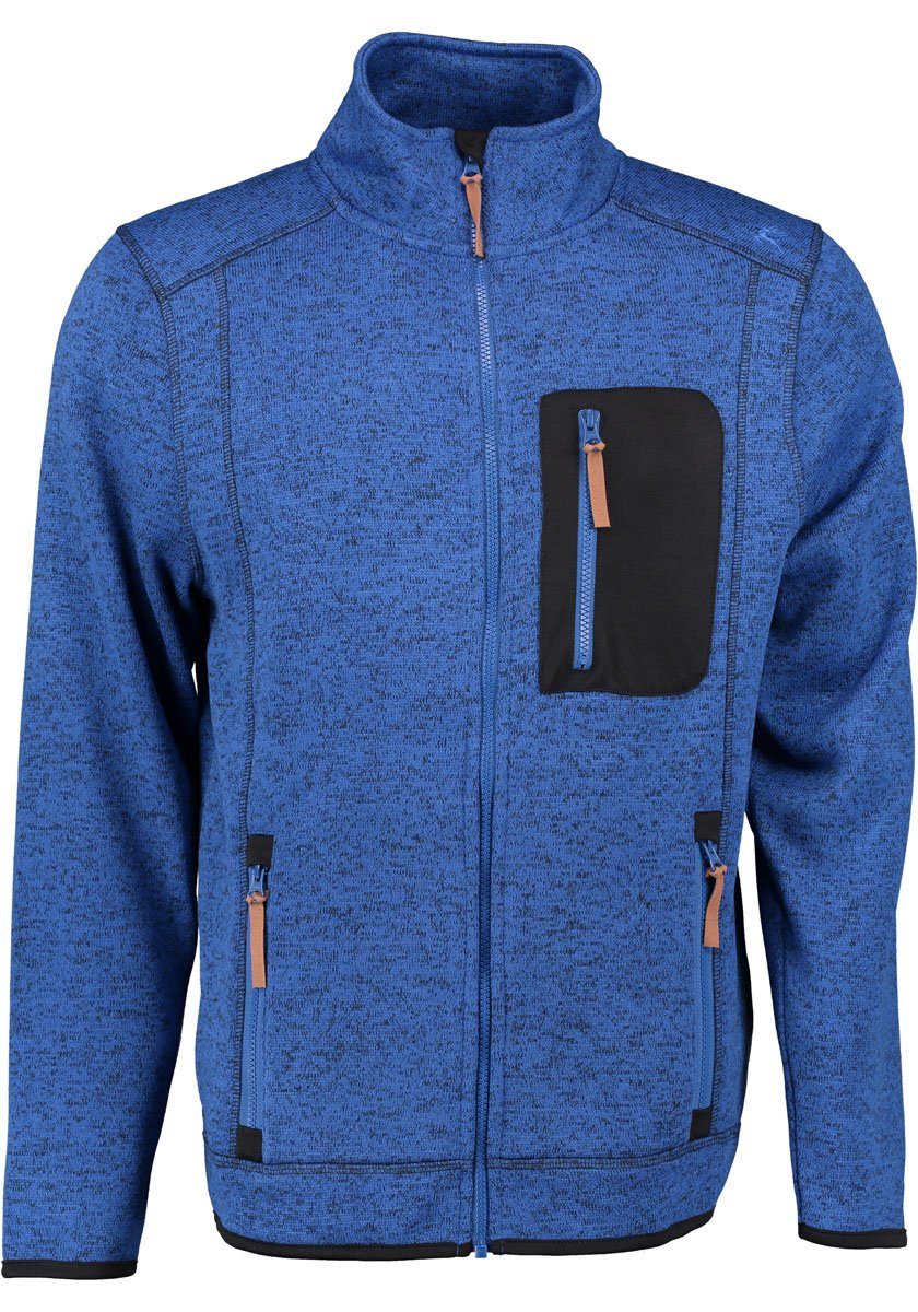 OS-Trachten Strickfleecejacke Nucku Outdoorjacke und Brusttasche mit Stehkragen Kontraststoff in dunkelblau