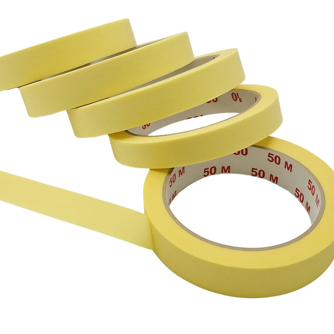 RACEL Kreppband Kreppband Malerkrepp 3 Rollen Abdeckband 18‑48 mm 25‑50 m Gelb (Packung) Rückstandsfrei, vielseitig