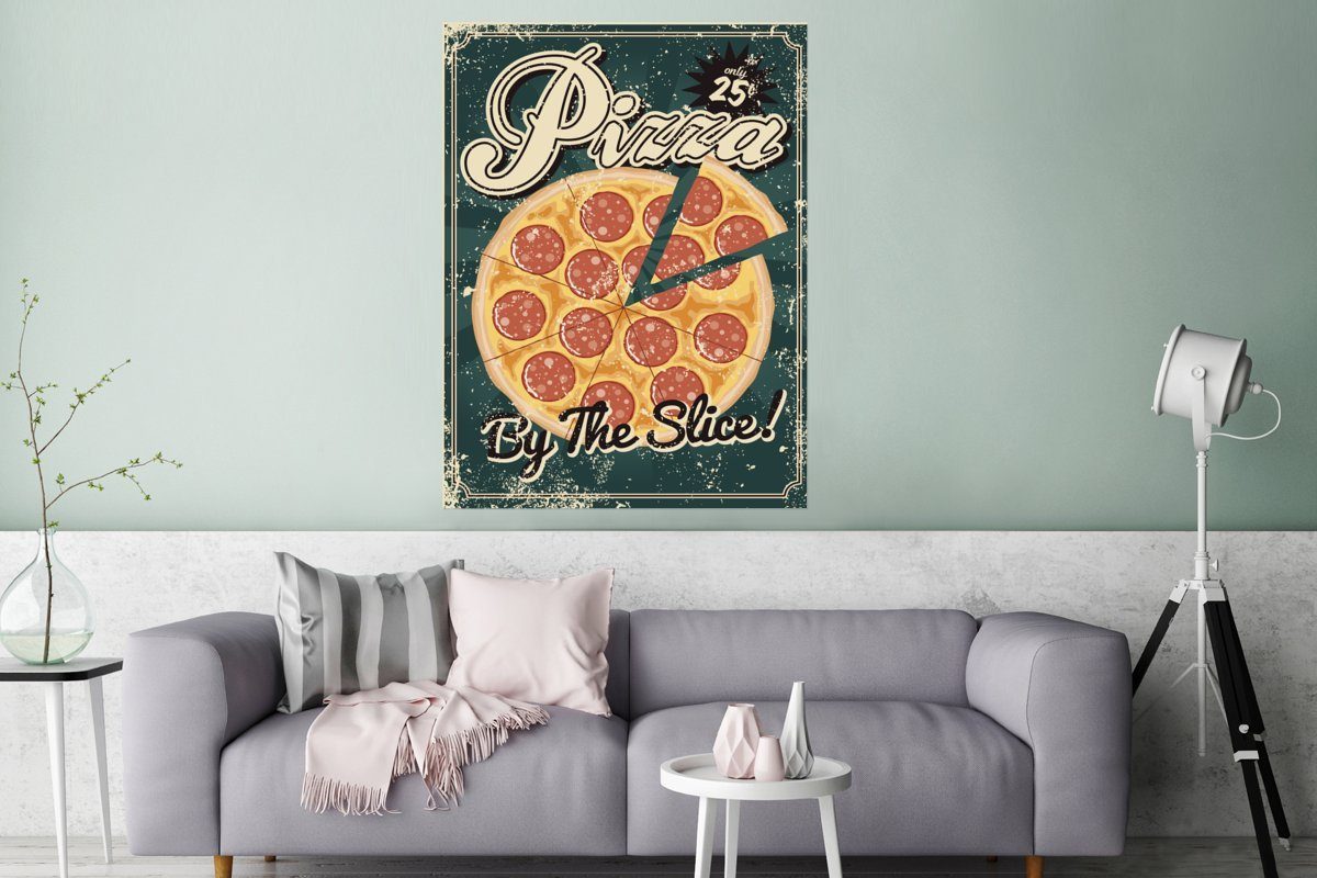 Qualitätsdruck (1 Papier MuchoWow Vintage-Poster einer St), Wandbild, Wohnzimmer, Poster Schlafzimmer, Pizzawerbung, Dickes Deko,