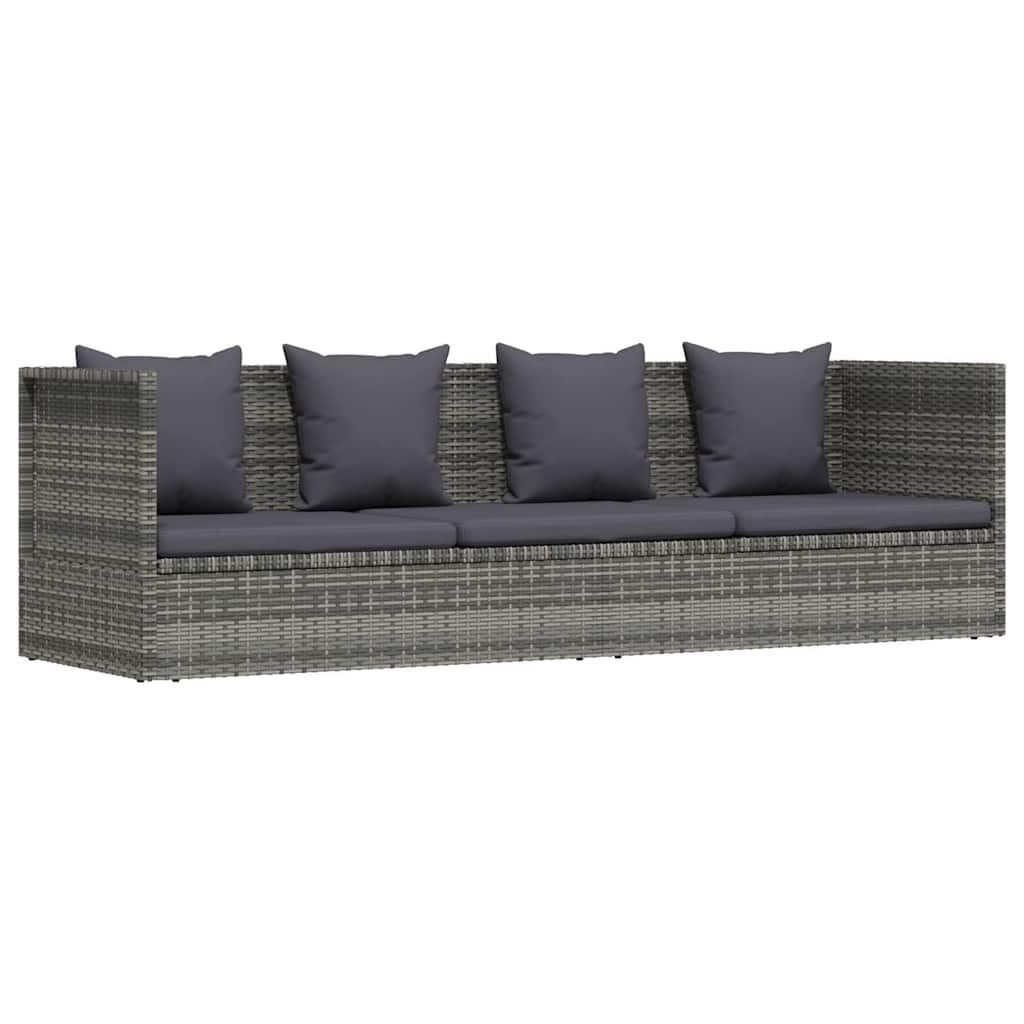 furnicato Bett Garten-Sofabett aus PE-Rattan 200x60x58 cm in Grau und Dunkelgrau (1-tlg), Wetterfeste Lounge-Liege mit beidseitig verstellbarer Liegefläche