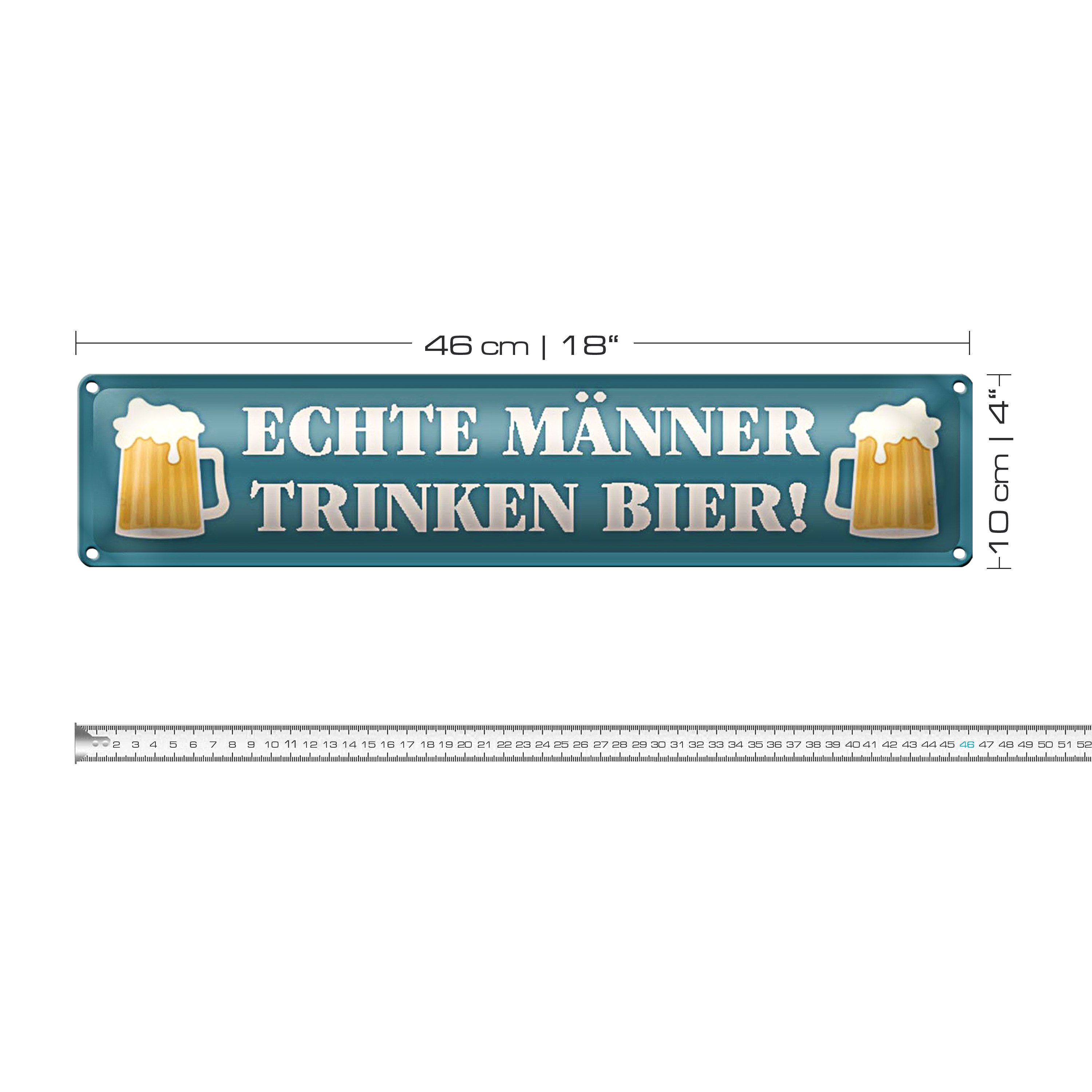 Roomando Metallschild Blechschild Spruch 46x10cm echte Männer trinken Bier Dekoration