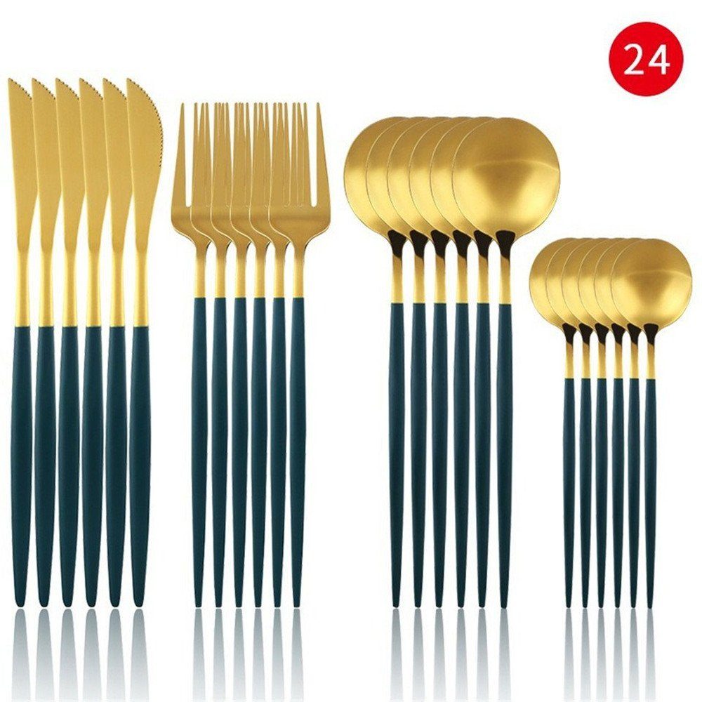 XDeer Besteck-Set Besteck-Set,24-teiliges Besteck-Set aus Edelstahl,quadratisches Geschirr, Küche, Essgeschirr für Zuhause/Hotel,inklusive Messer/Gabel/Löffel, hochglanzpoliert,spülmaschinengeeignet, 6 Personen, 24 Teile Edelstahl 18/0 Das Besteckset werden aus Edelstahl 18/0 hergestellt - für erhöhte Stabilität und bessere Bedienbarkeit