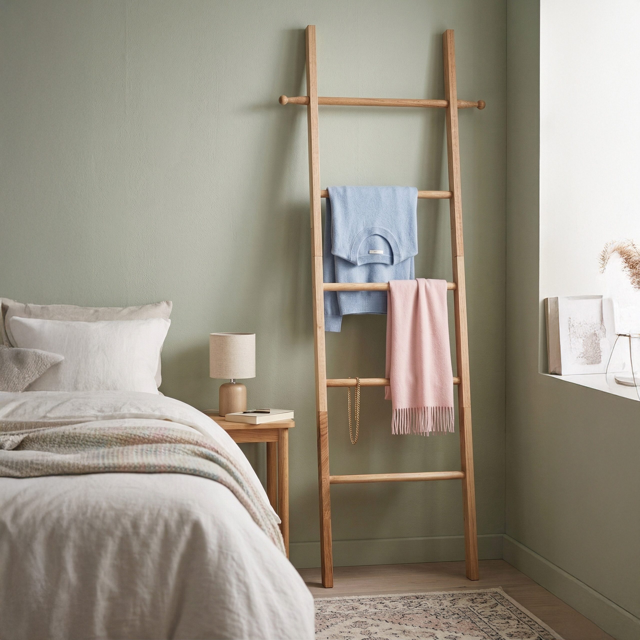 relaxdays Handtuchleiter Walnussholz 5 Sprosse