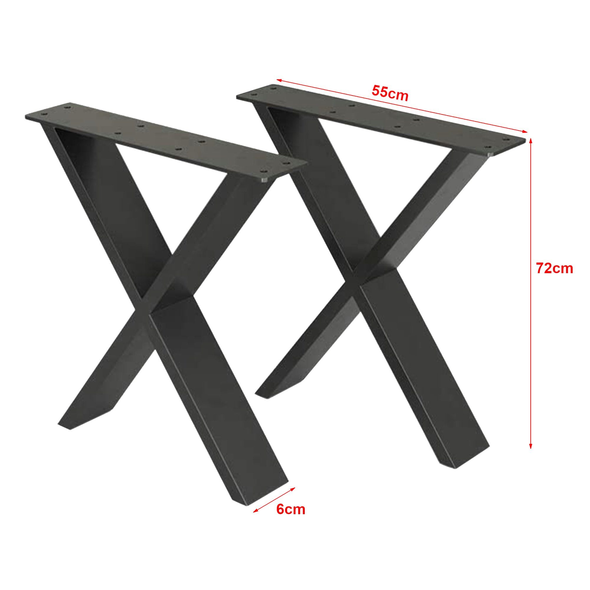 en.casa Tischgestell, »Maribo« Tischfüße 2er Set 72x55cm Stahl Schwarz