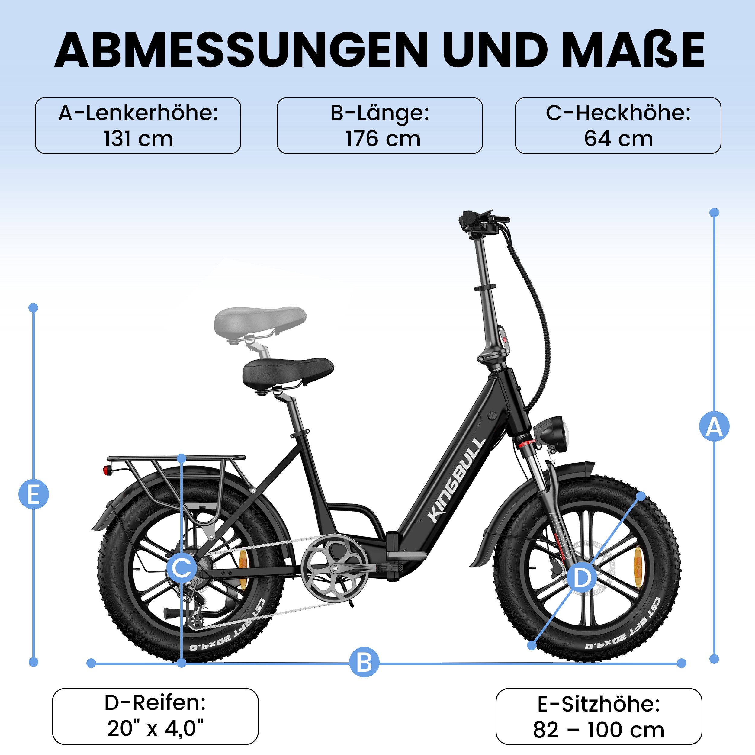 Vankel E-Bike Cityrad KLR herren Elektrofahrrad 648WH cityrad 20×4.0 damen 13.5AH max.100km, Kettenschaltung, Heckmotor, 648 Wh, (Beleuchtungsset mit Batterieladegerät, Batterieschlüssel, Werkzeug), 7 Gang, 648Wh Akku, Elektrofahrrad mit Gepäckträger, E-bikes