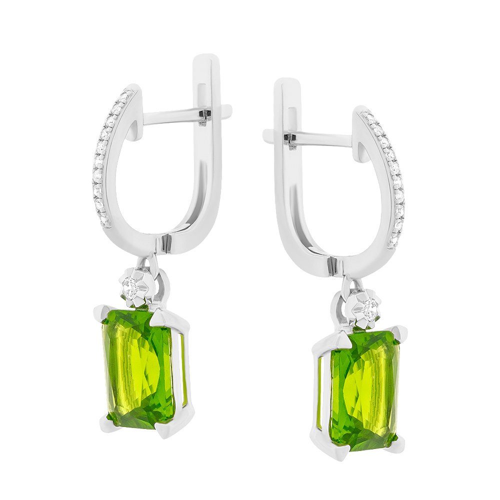 SOKOLOV Jewelry Paar Ohrhänger aus 925 Silber mit grünen Kristallen (und farblosen Zirkonia, 2-tlg., Set), Sterling Silber Schmuck für Damen