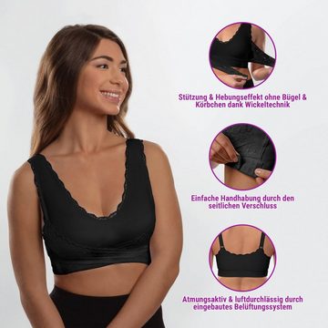 Genius Bügelloser BH Cara Mia Damen BH Dessous ohne Bügel, Doppelte Unterstützung (3er-Pack) BH-Set bügellos 3 tlg., Komfortgurte atmungsaktiv