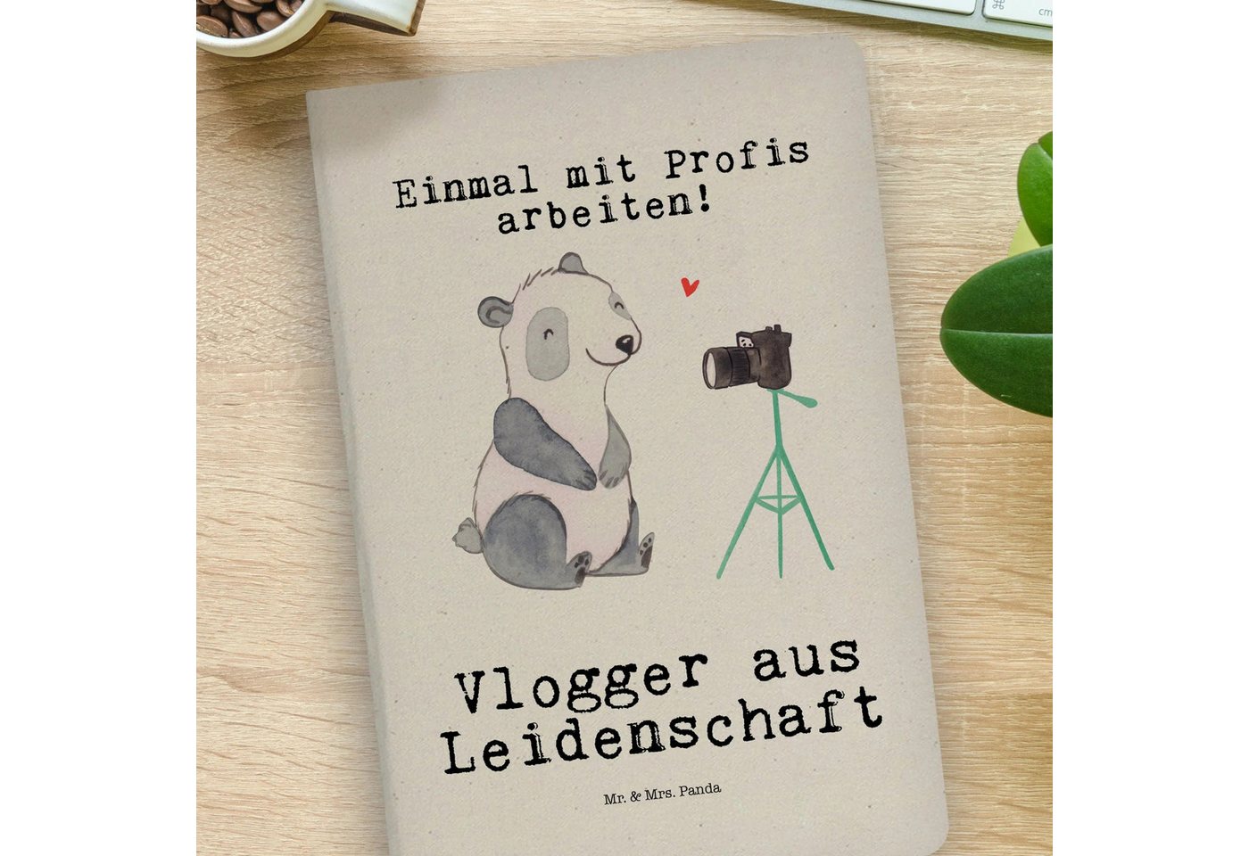 Thumbnail - Mr. & Mrs. Panda Notizbuch Vlogger Leidenschaft - Transparent - Geschenk, Natur Notizbuch A4, Da Mr. & Mrs. Panda, Echte...