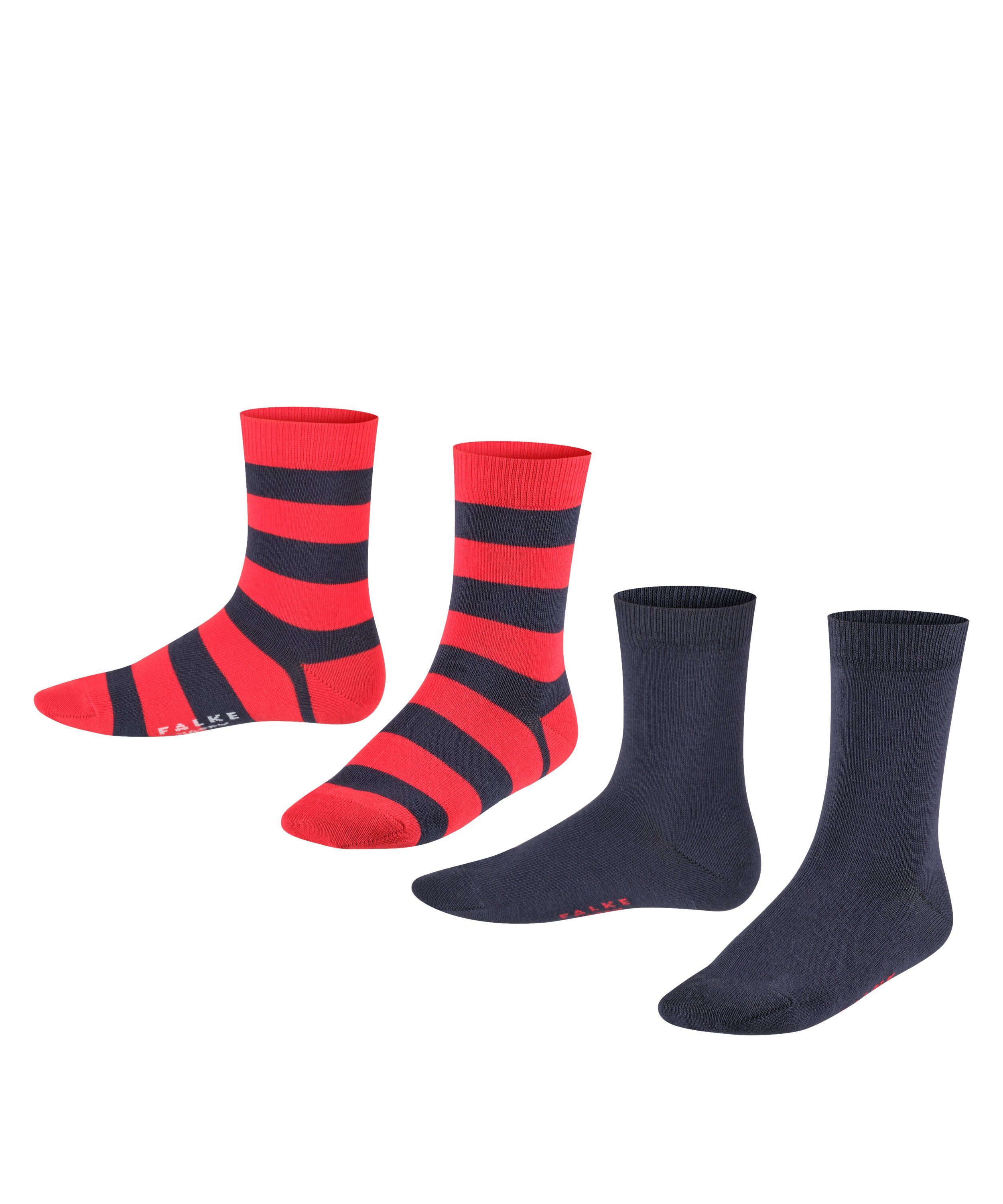 (6120) (2-Paar) FALKE Stripe Happy 2-Pack Socken marine