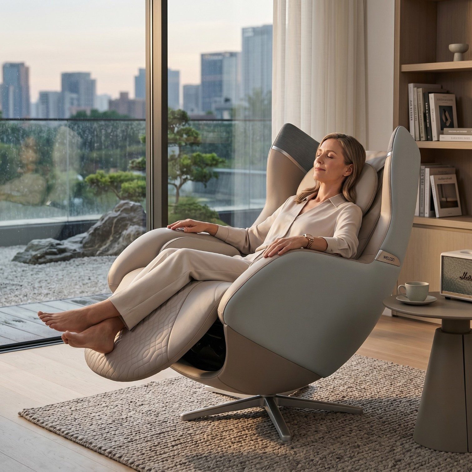 WELCON Relaxsessel Massagesessel und Relaxsessel RelaxxOne in schwarz oder beige, Massagesessel und Relaxsessel gleichzeitig