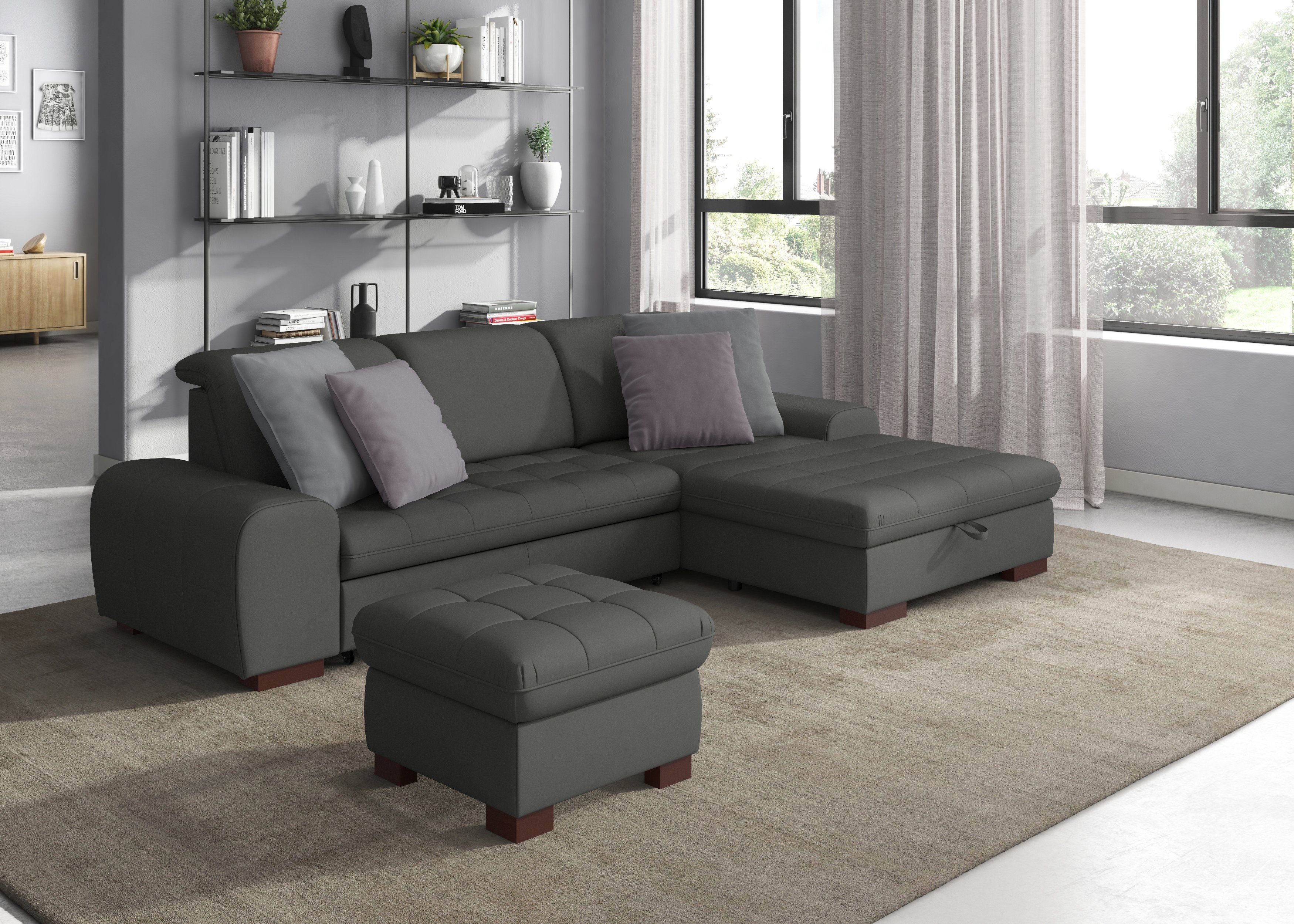 sit&more Ecksofa Luxor L-Form, wahlweise mit Bettfunktion, Bettkasten und Kopfteilverstellung