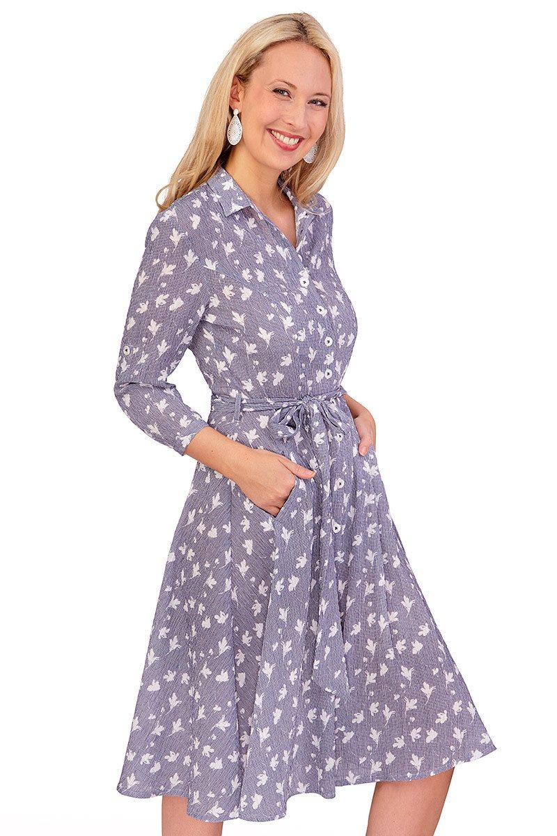 Hammerschmid Trachtenkleid Hemdblusenkleid - WEIßENSEE - marine/weiß