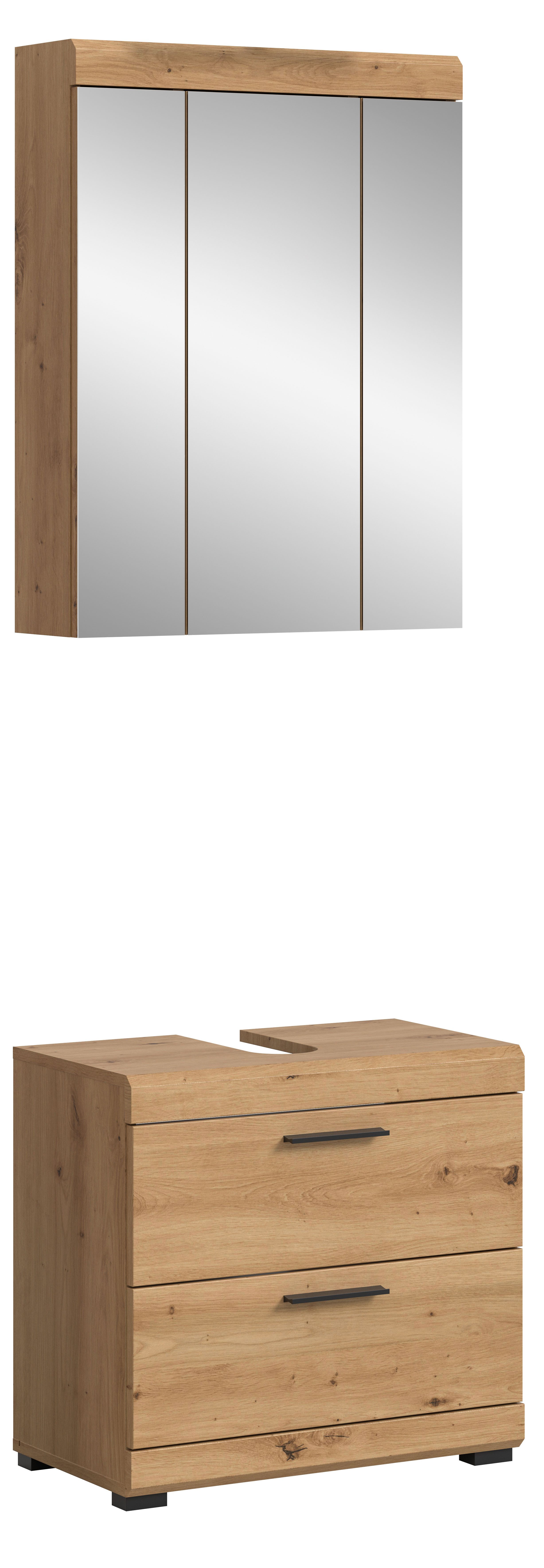 welltime Badmöbel-Set SIENA, 2 tlg., bestehend aus: Waschbeckenunterschrank, Spiegelschrank, (Set, 2-St., TOPSELLER), in verschiedenen Farben erhältlich, Badmöbel, Kombination, Badezimmer