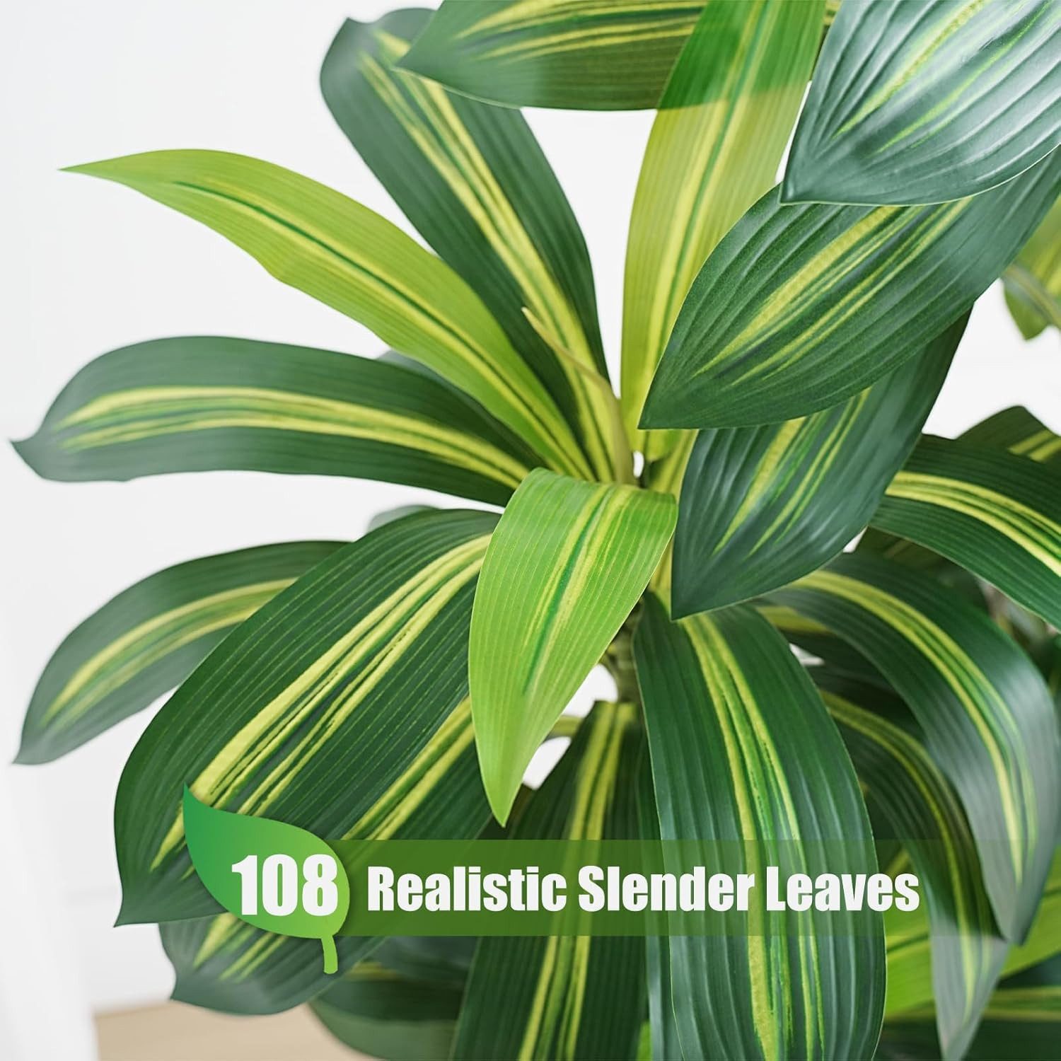 Kunstpflanze 120cm Künstliche Pflanzen Dracaena Kunstpflanze Groß mit Topf, Athlix, Naturgetreue Blattstruktur, Formbare Zweige und Blätter