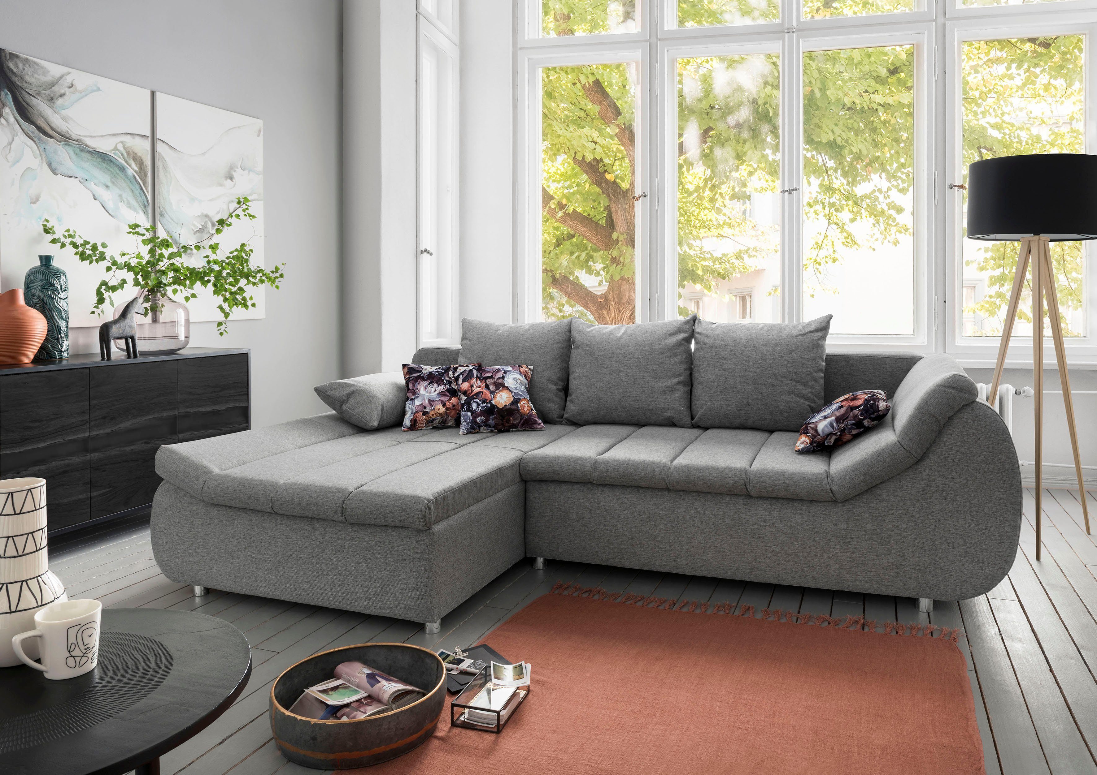 Home affaire Ecksofa Imolaa elegant, Breite 270cm, moderne Sitzsteppung, bequem, L-Form, auch mit Bettfunktion und Bettkasten