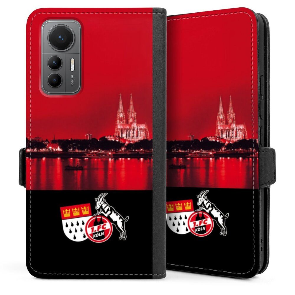DeinDesign Handyhülle Skyline 1. FC Köln Offizielles Lizenzprodukt Skyline Köln Rot, Xiaomi 12 Lite 5G Hülle Handy Flip Case Wallet Cover Handytasche Leder