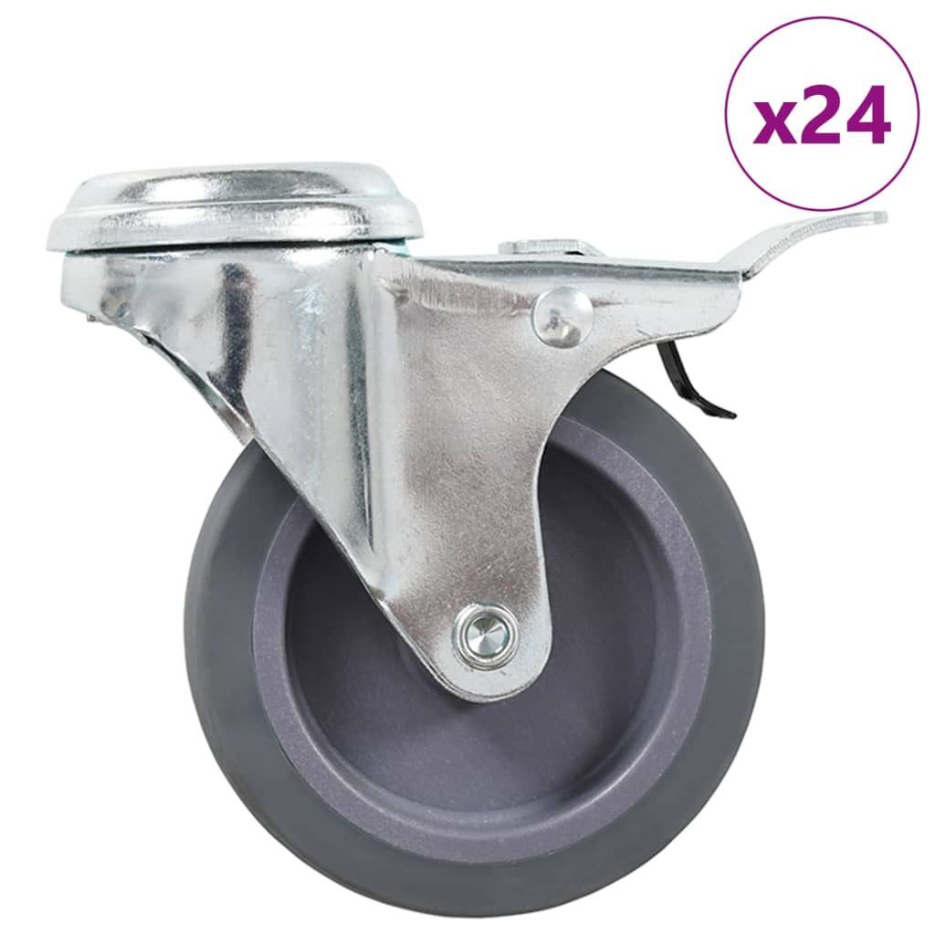 Schwerlastrolle 24 Stk. Lenkrollen mit Rückenloch 75 mm