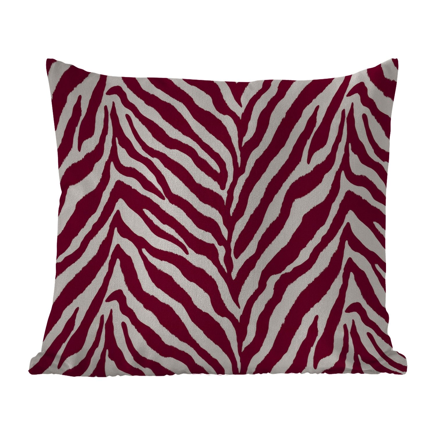 MuchoWow Dekokissen Zebra - Motiv - Bordeaux - Rot, Kissenbezüge, Kissenhülle, Kissen, Outdoor, 40x40 cm