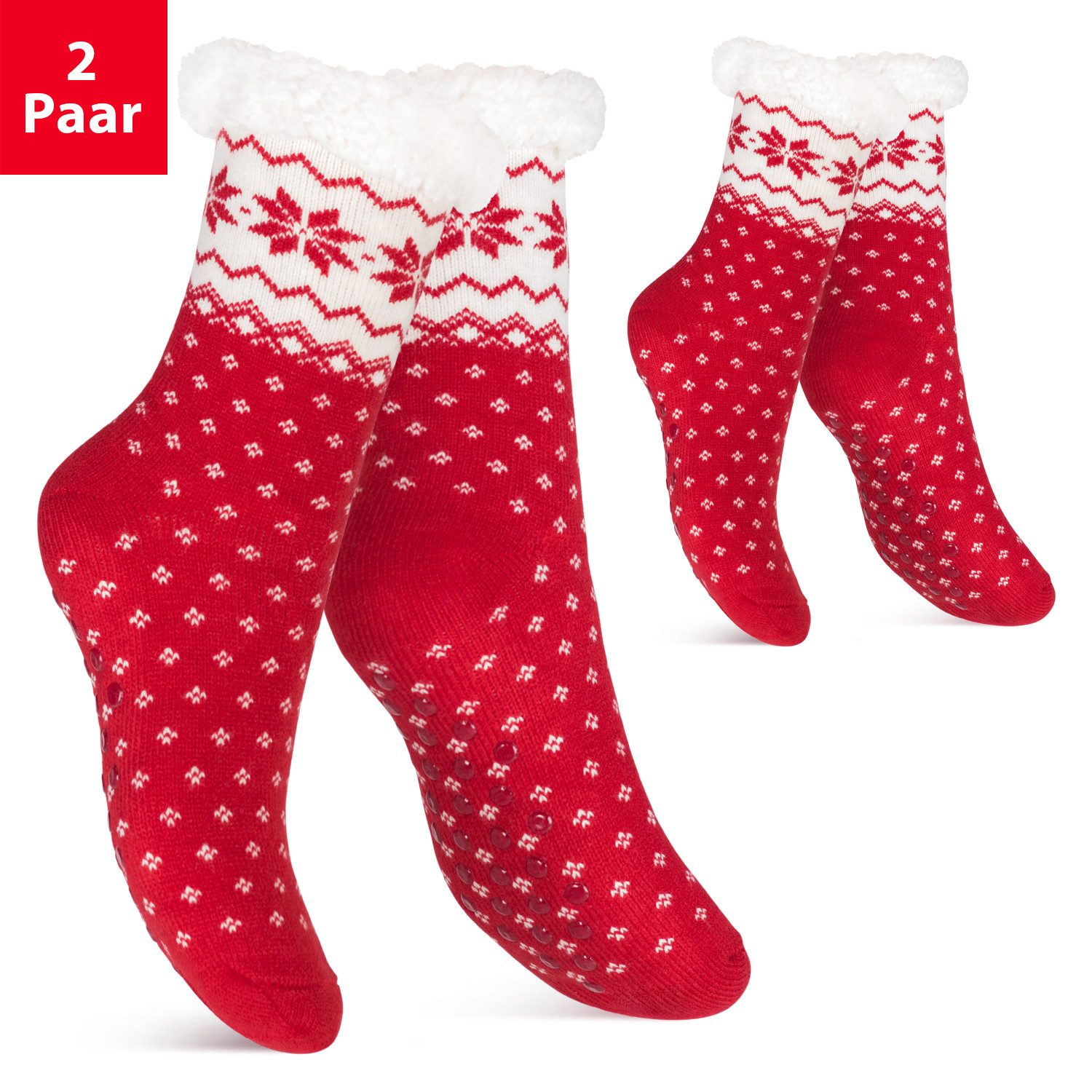 Footstar ABS-Socken Winter Haussocken Damen & Herren 1er oder 2er Kuschelsocken – Bild 5 von 5
