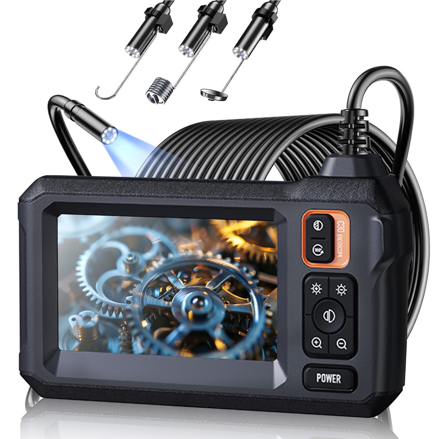 ANYSUN Endoskopkamera 4.3" IPS Bildschirm mit LED Licht HD Rohrkamera Inspektionskamera (Endoskop, 5m)