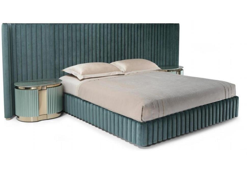 JVmoebel Schlafzimmer-Set Schlafzimmer Möbel Doppelbett 2x Nachttische Bettgestell, (3-St., 1x Bett + 2x Nachttische), Made in Europa