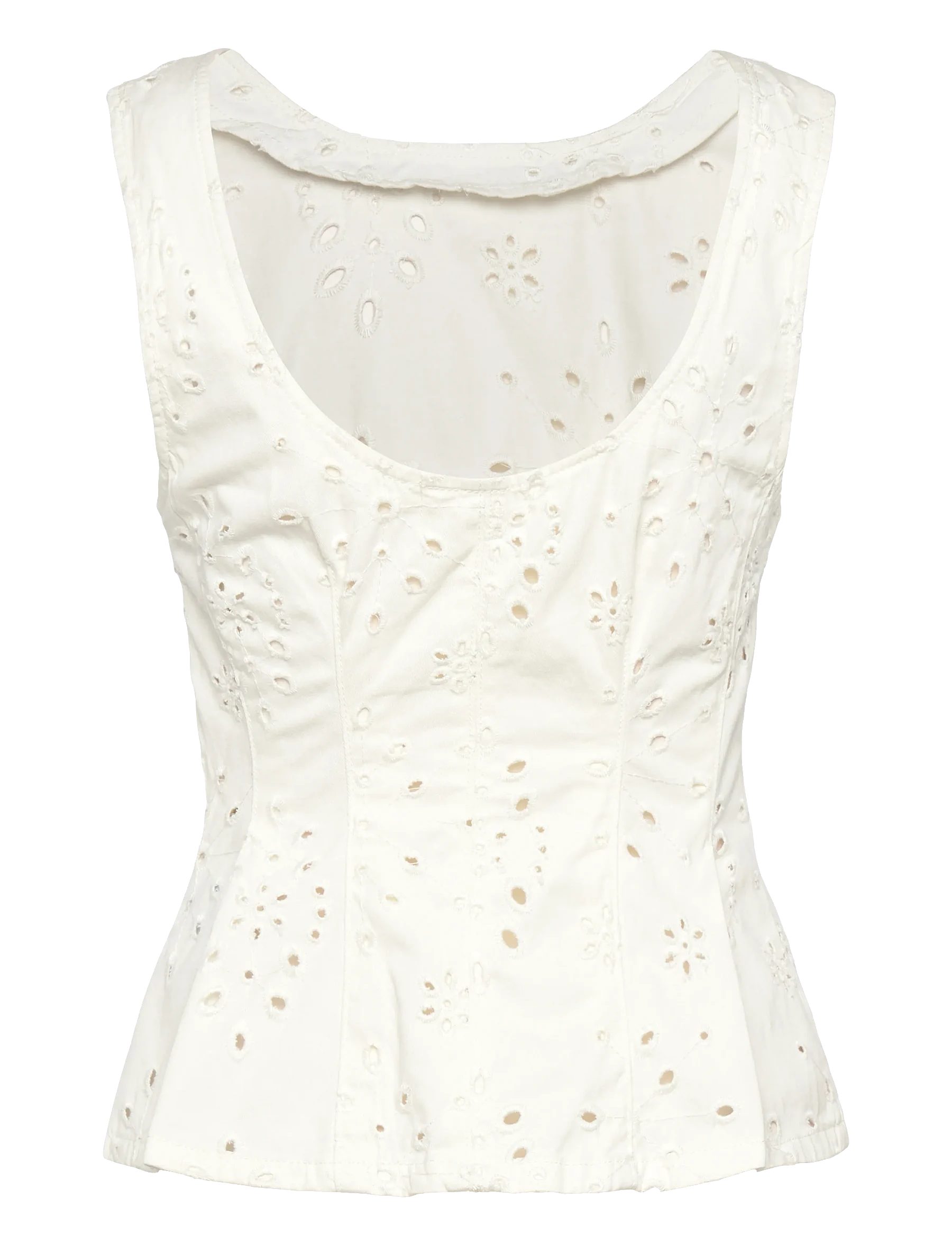 Gina Tricot Spitzentop - Ärmellose Bluse - Broderie Top mit Schößchen - Damen Top