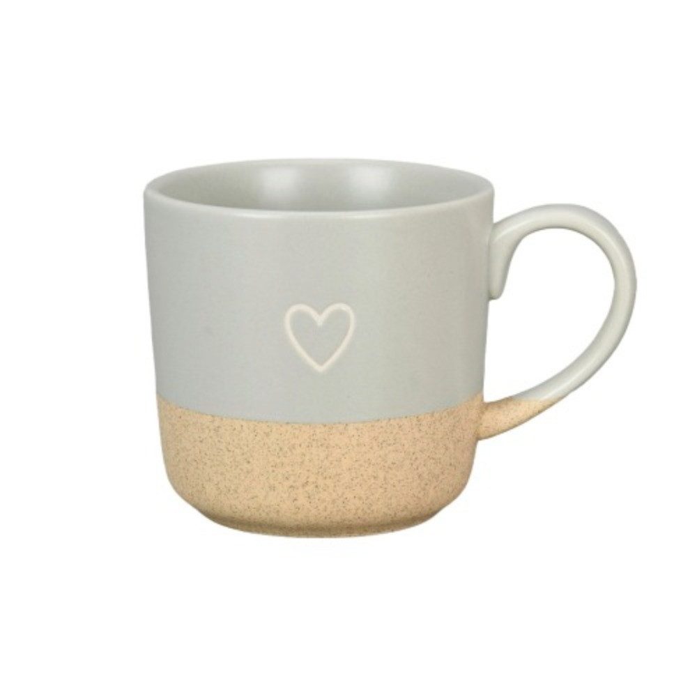 Krasilnikoff Tasse Steingut Herz grau 400ml
