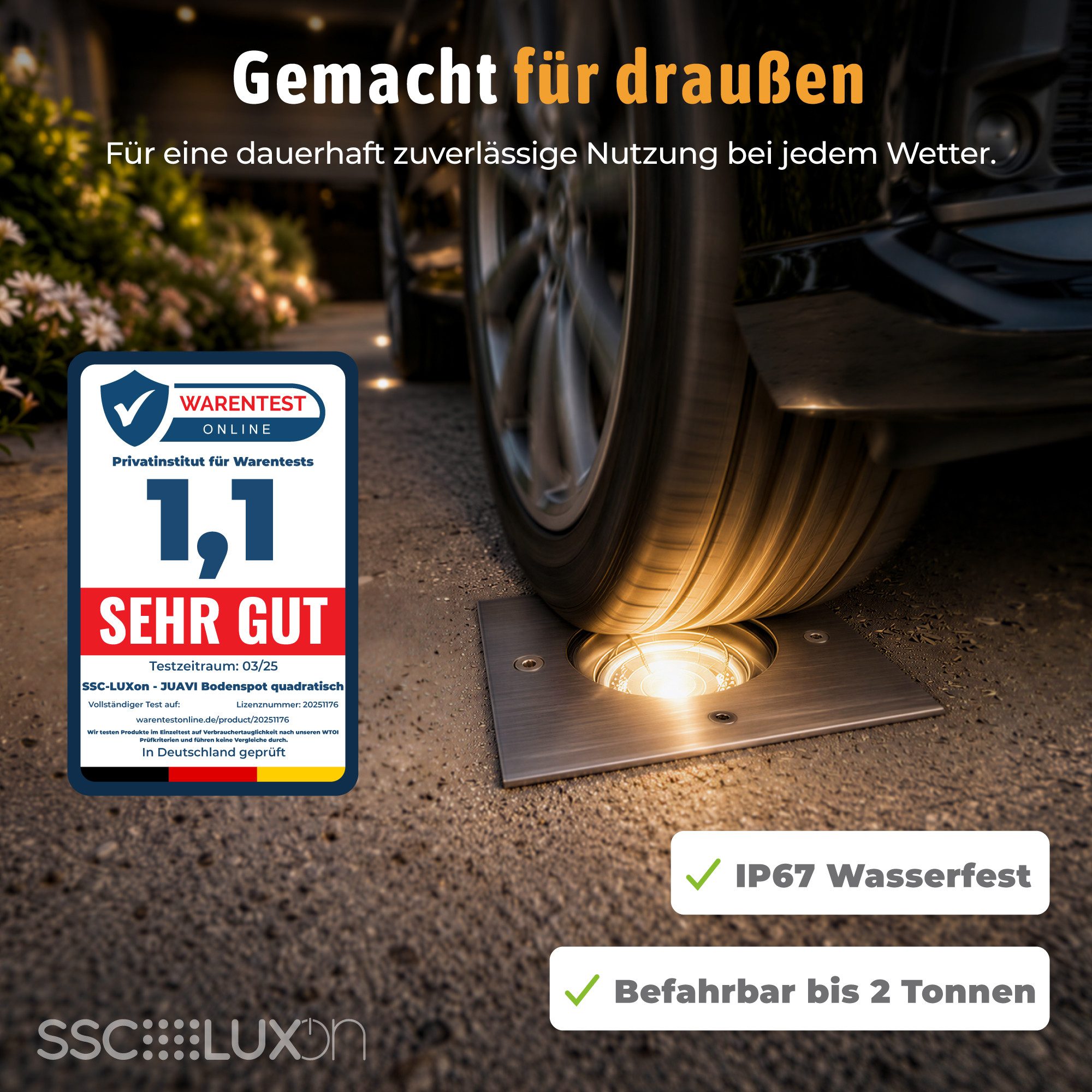 SSC-LUXon LED Gartenstrahler JUAVI Bodeneinbauleuchte schwenkbar eckig mit WiFi RGB GU10, Smart