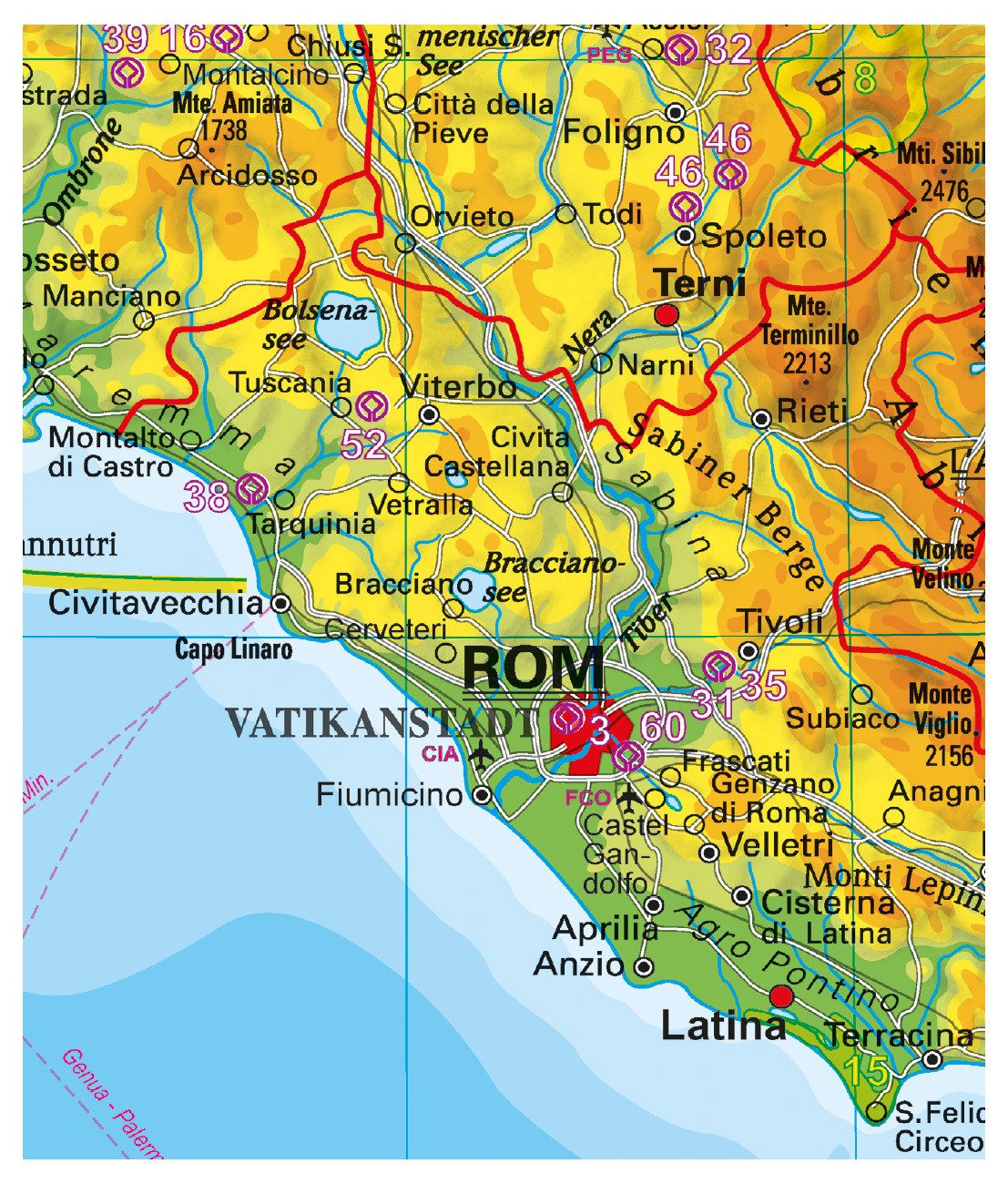 STIEFEL Poster Italien physisch mit UNESCO Welterbestätten und Nationalparks